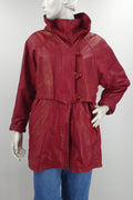 Dark red women's leather jacket from the 80s-90s, size 36