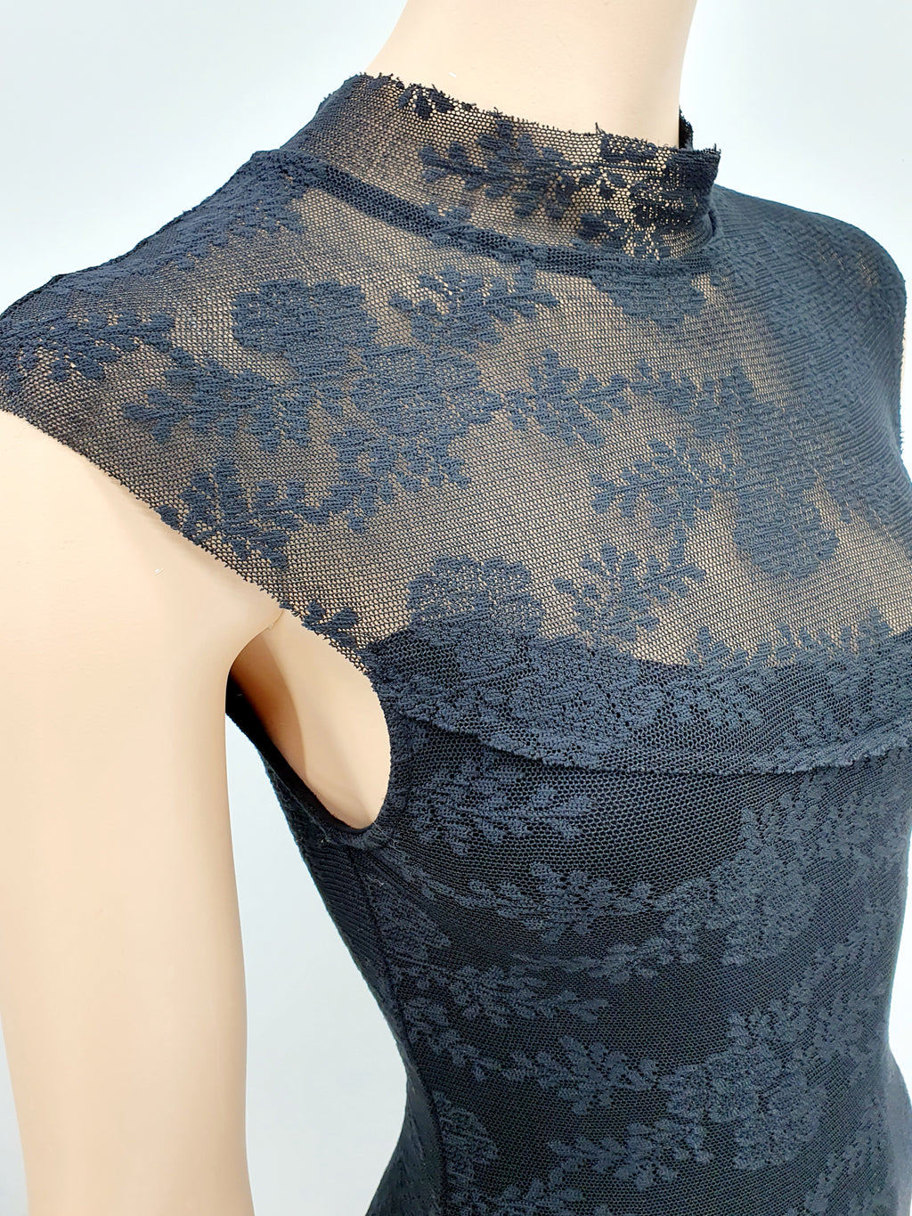 Madonna, black Y2K lace dress, size 34