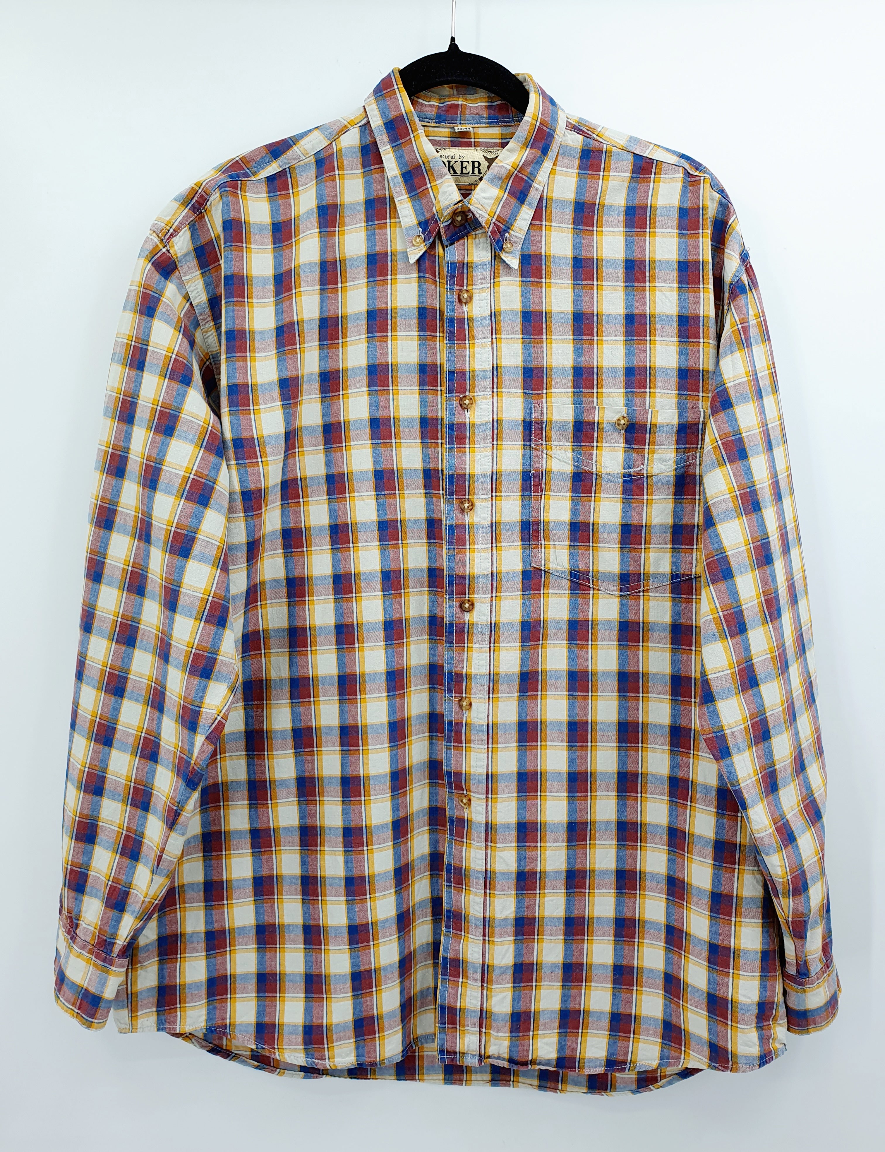 Oker, men's cotton check shirt from the 90s, size 43/44 (L)