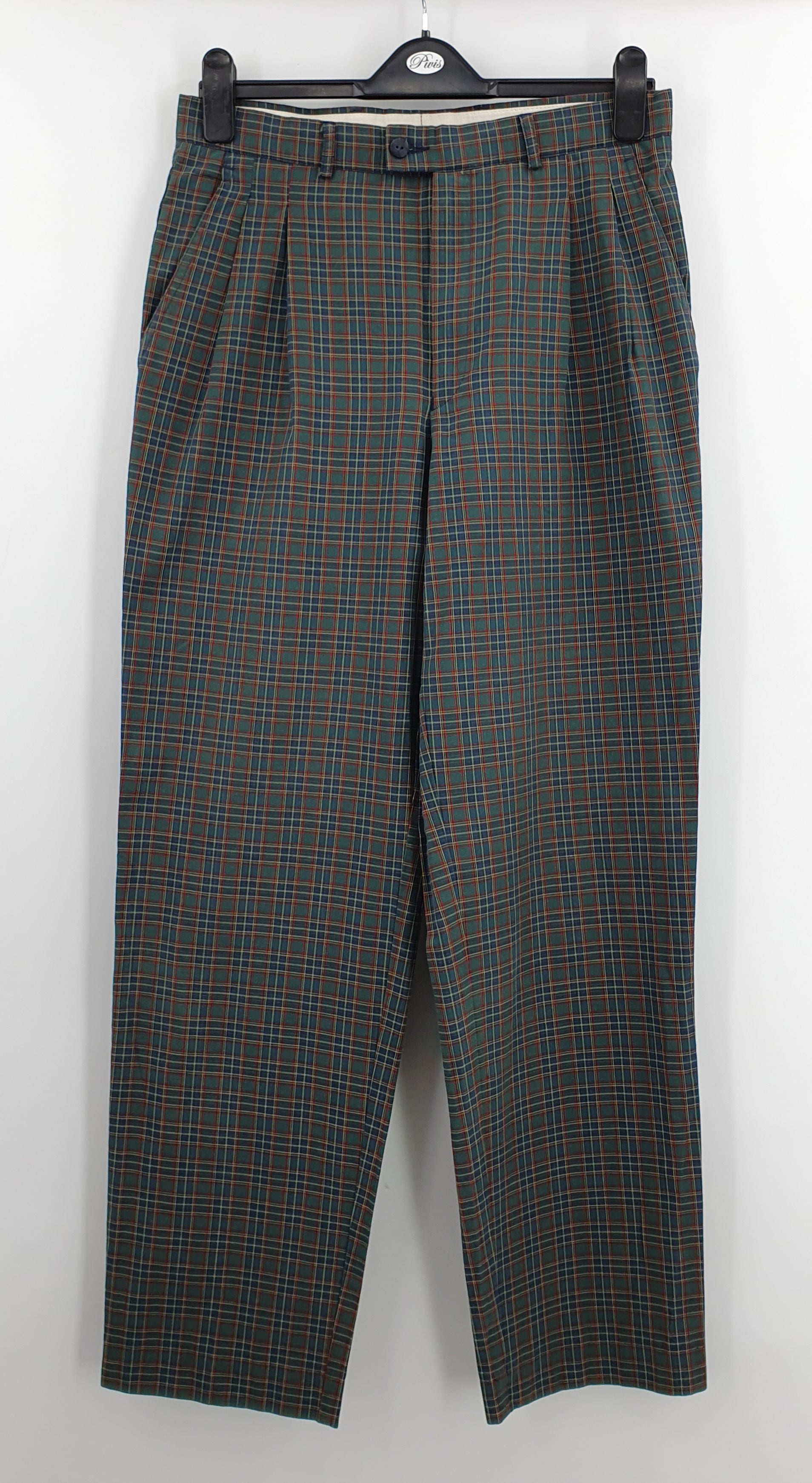 Terinit, men's checkered straight pants from the 80s-90s, waist 78cm