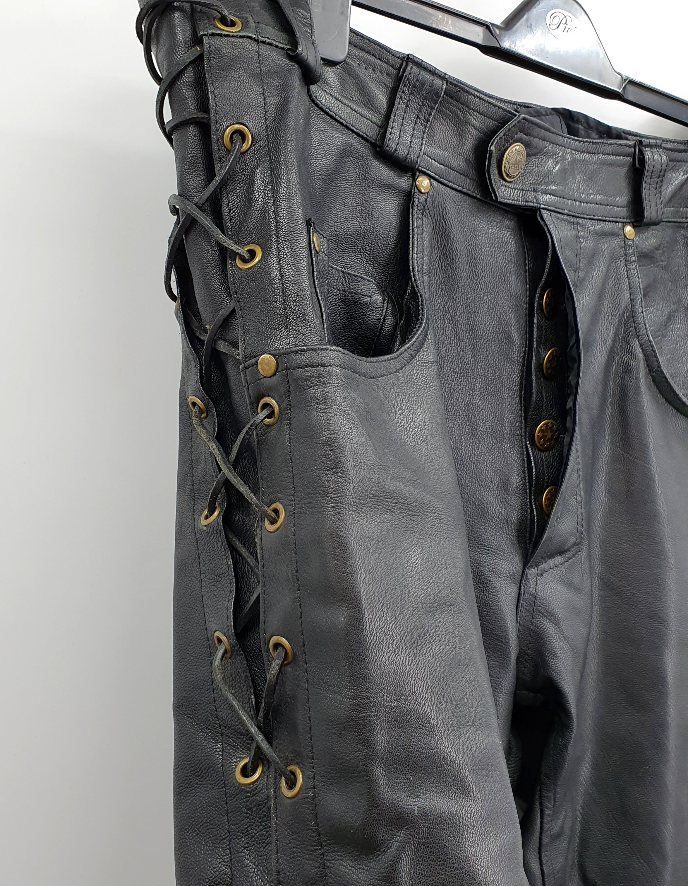 Cress, men's leather pants with removable lining, size C54