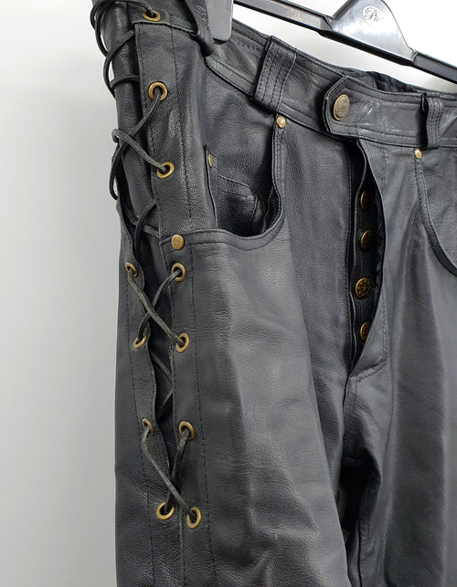 Cress, men's leather pants with removable lining, size C54