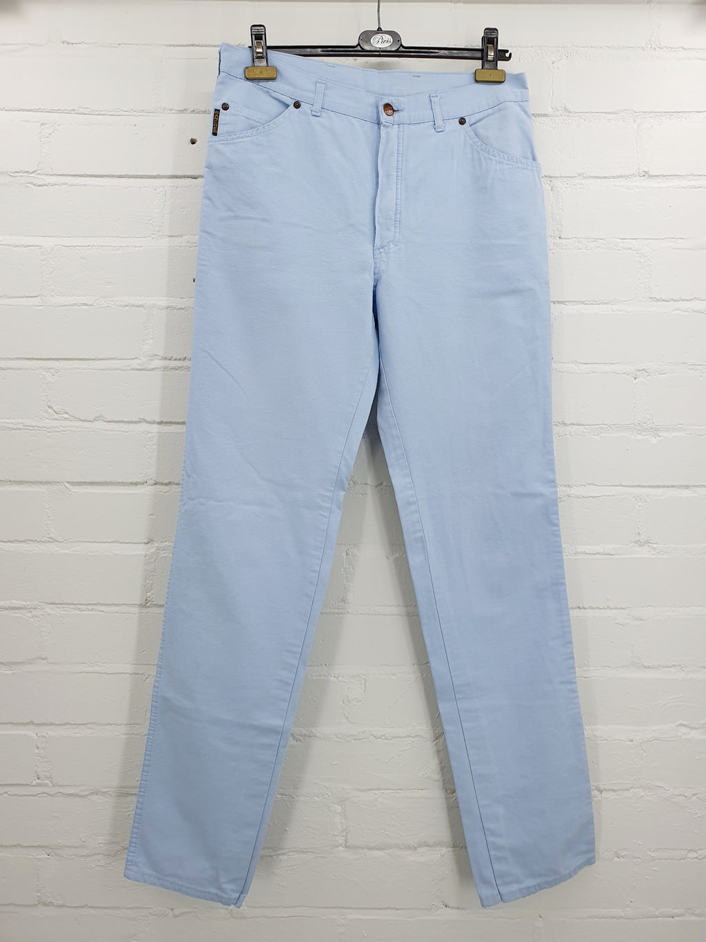 Rancher, vaaleansiniset puuvillahousut 90-luvulta, vyötärö 84cm, koko 40-42