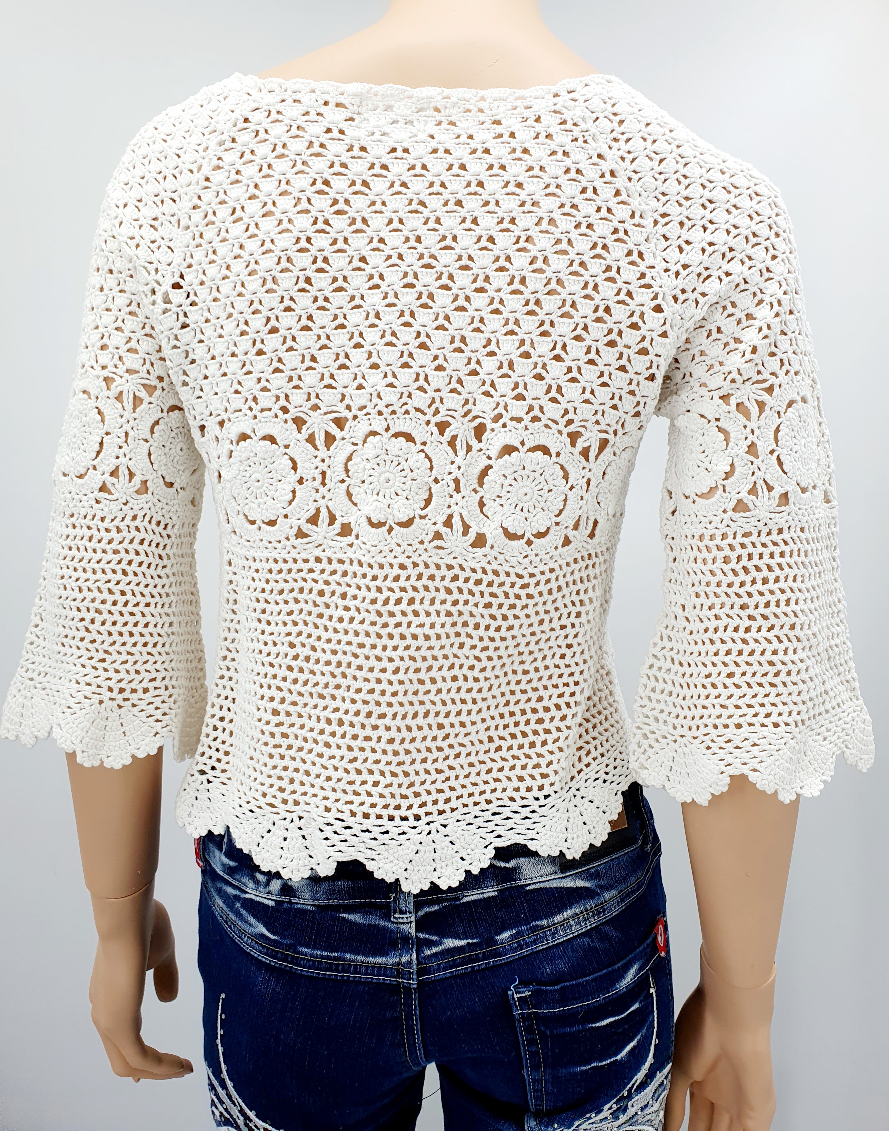 Vintage Stories, white crochet jacket, size 36(38)