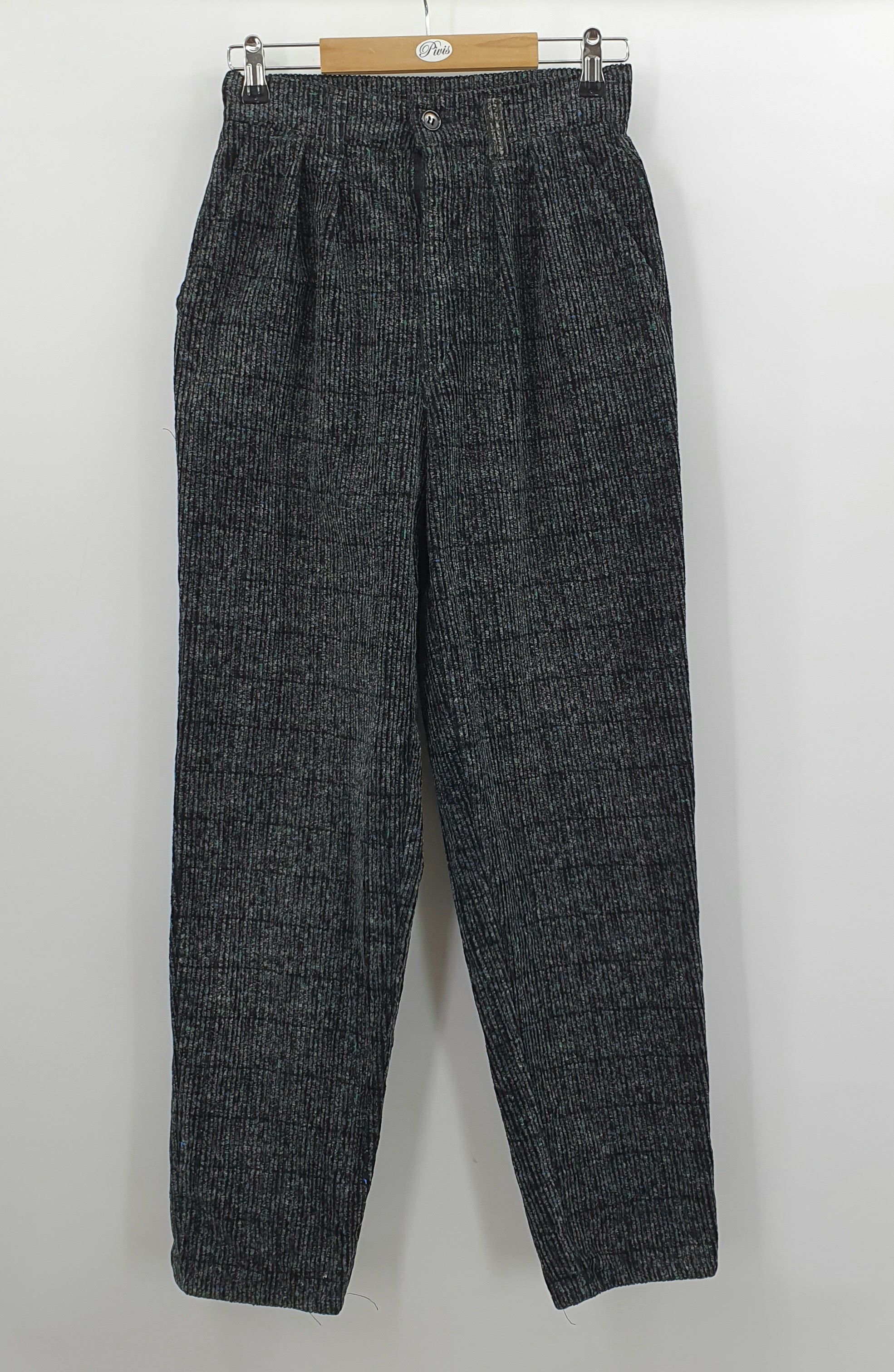 Black-gray corduroy trousers from the 80s, waist 66cm, size 34