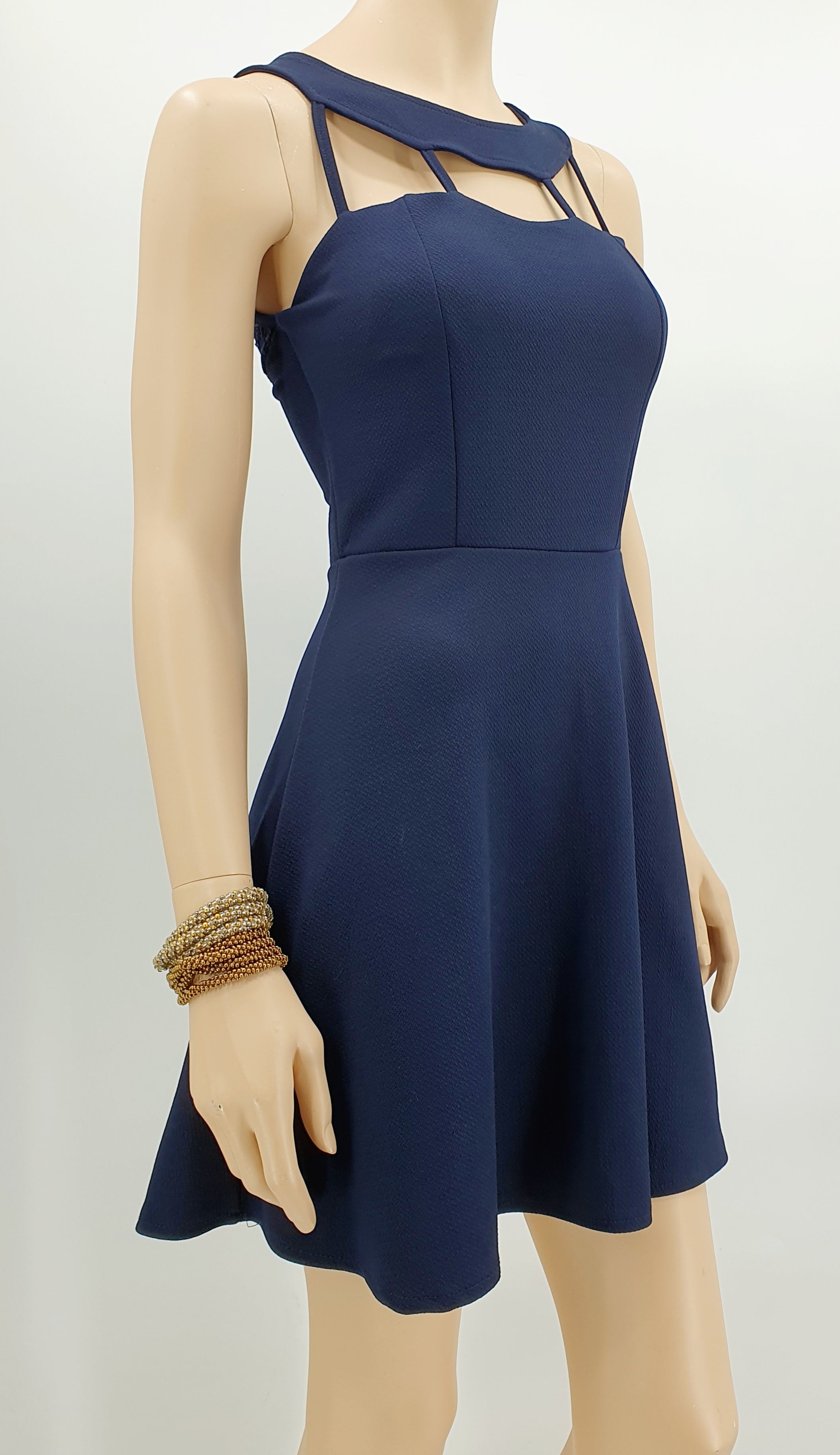 Dark blue short party dress from the 2000s, size 34-36
