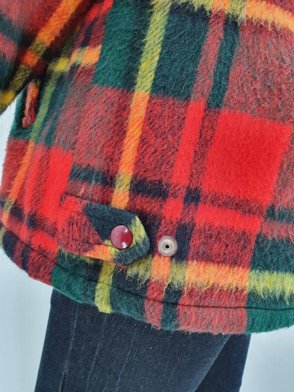 Game, checked winter jacket with teddy lining, 80s, size 38