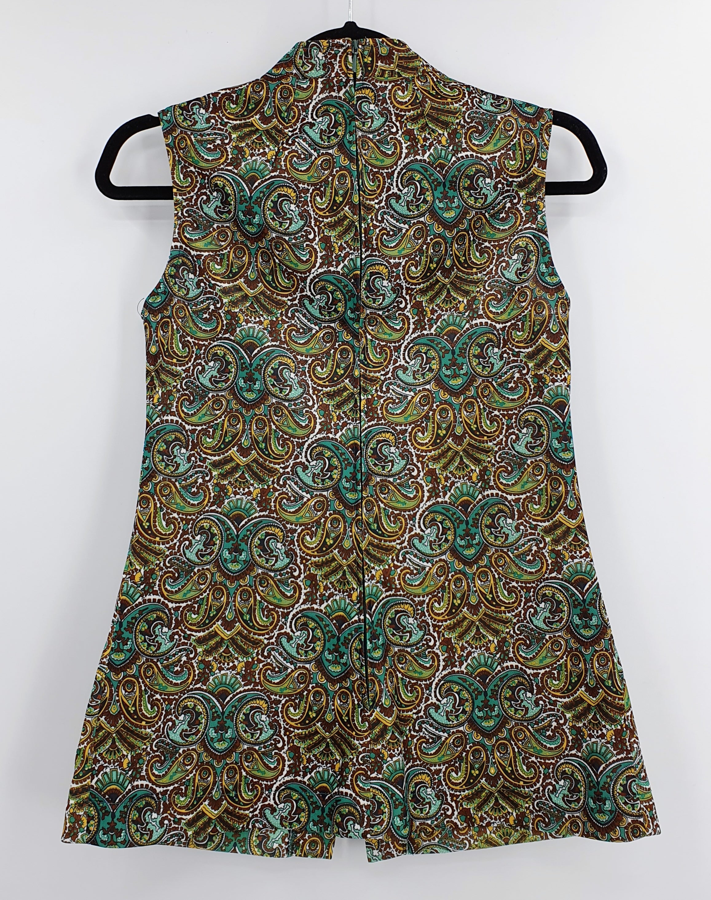 Paisley patterned sleeveless tunic from the 60s, size 34-36