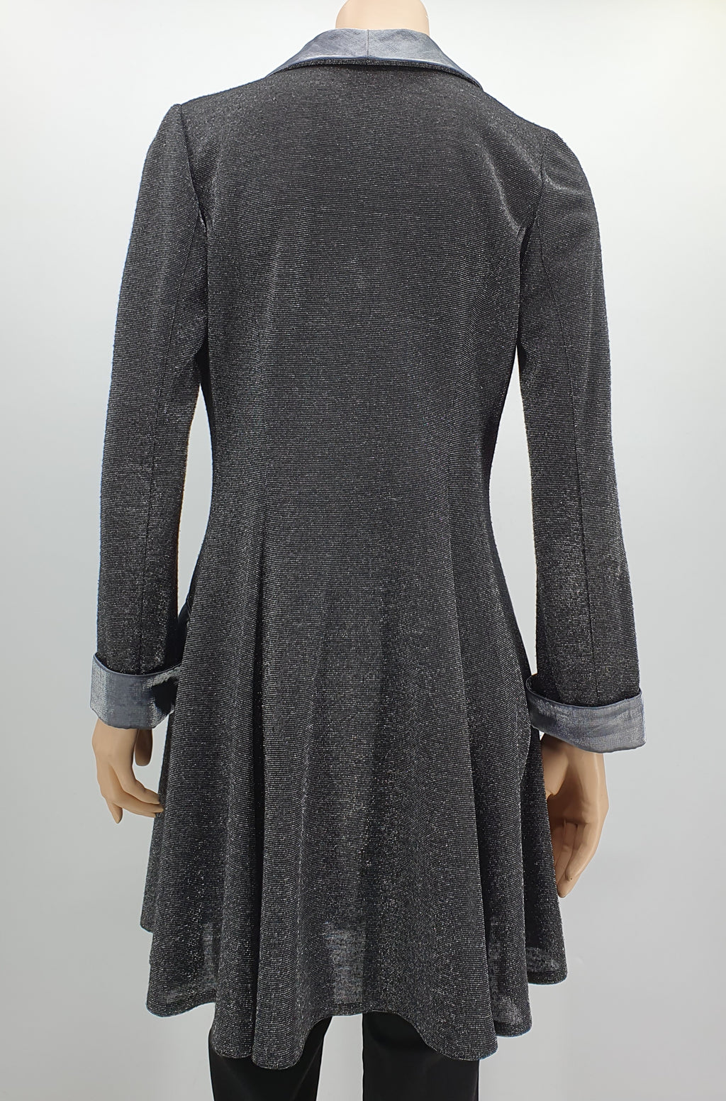 Long party jacket from the 90s, black/silver, size 38(40)