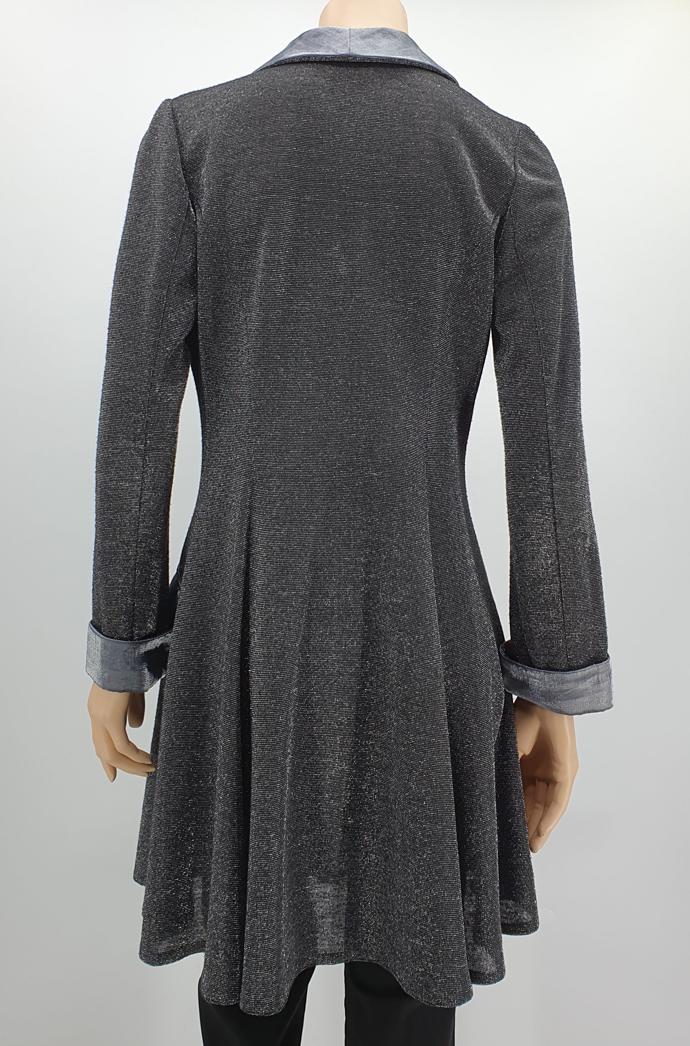 Long party jacket from the 90s, black/silver, size 38(40)