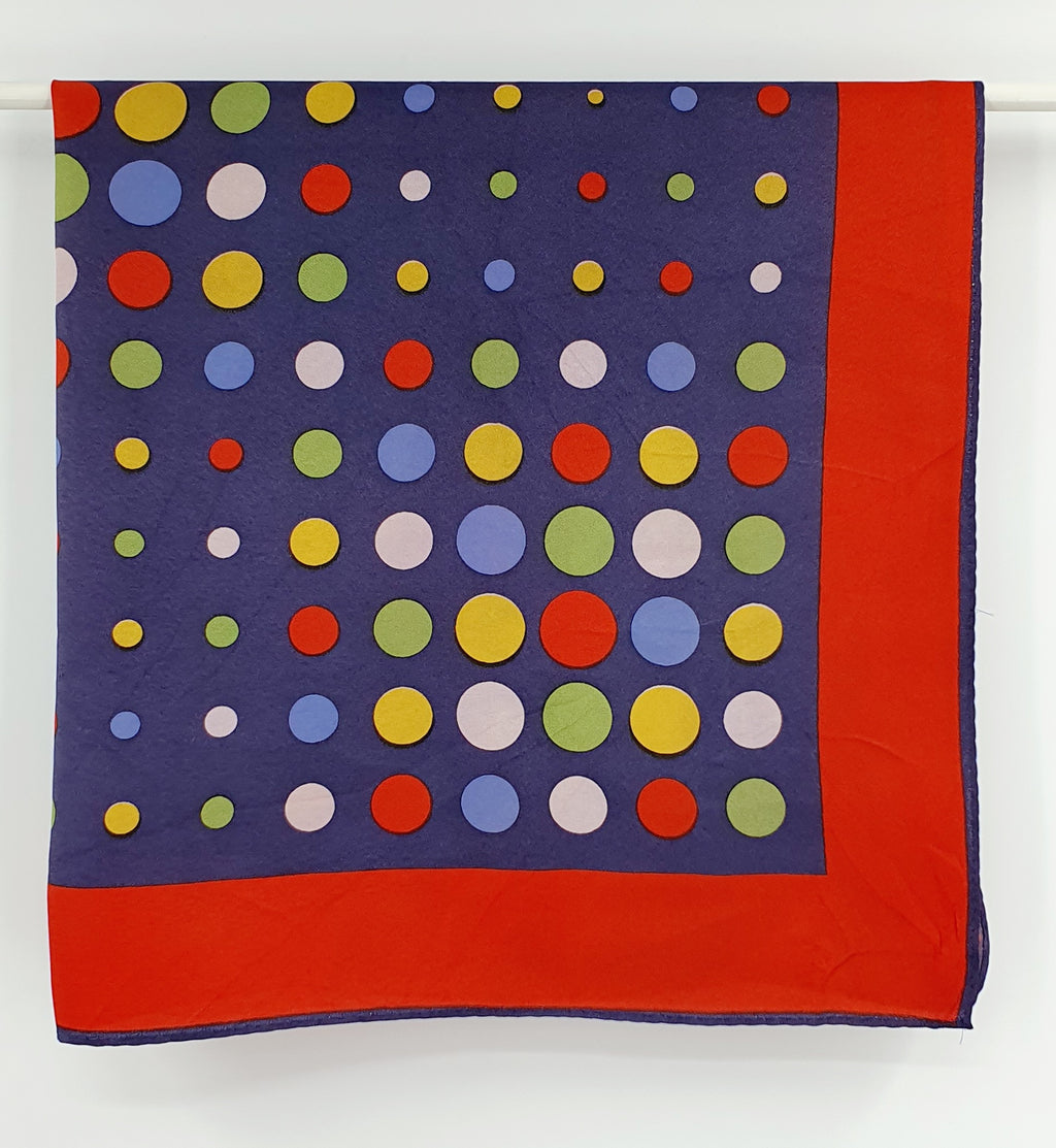 Ball pattern scarf from the 80s, size 67x67cm