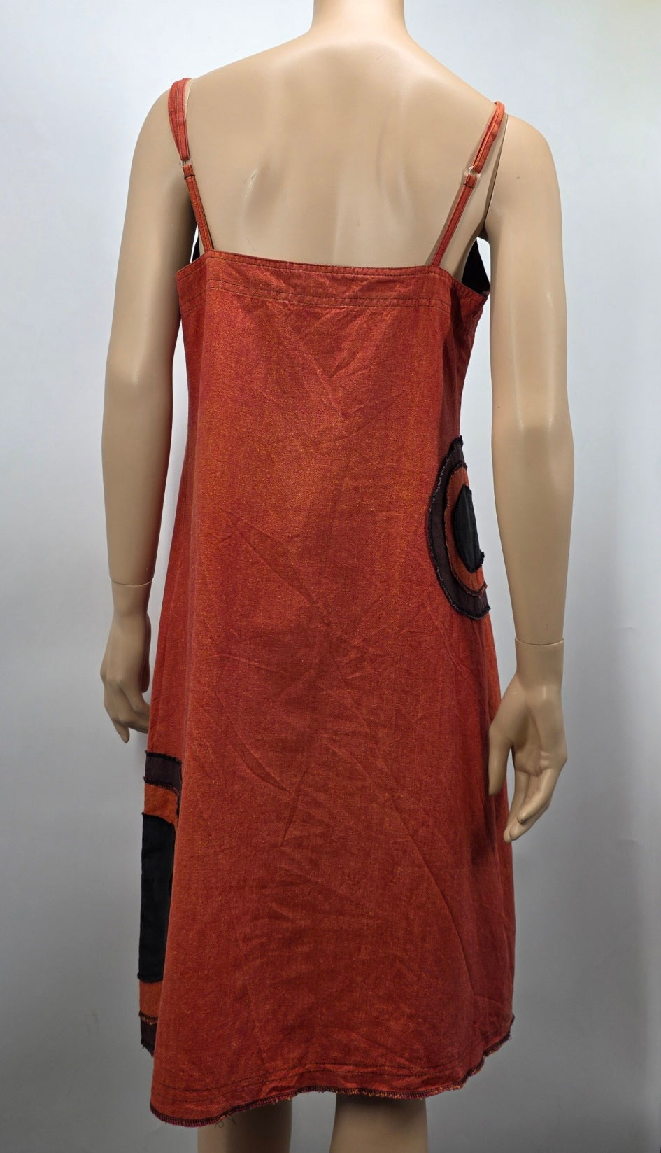 Aurinko, orange cotton dress from Nepal, size 38