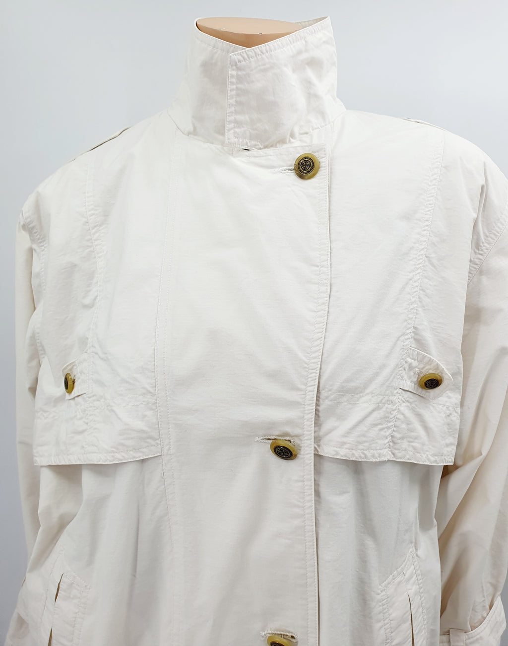 Reflex, long light-colored trench coat from the 90s, size 42