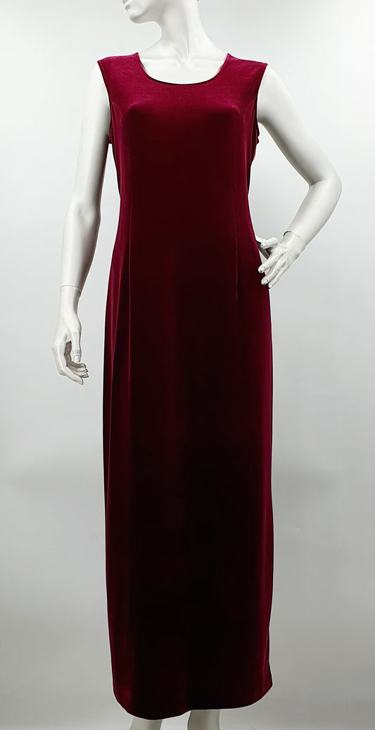 L'Amoura, burgundy velvet maxi dress from the 90s, size 36-38