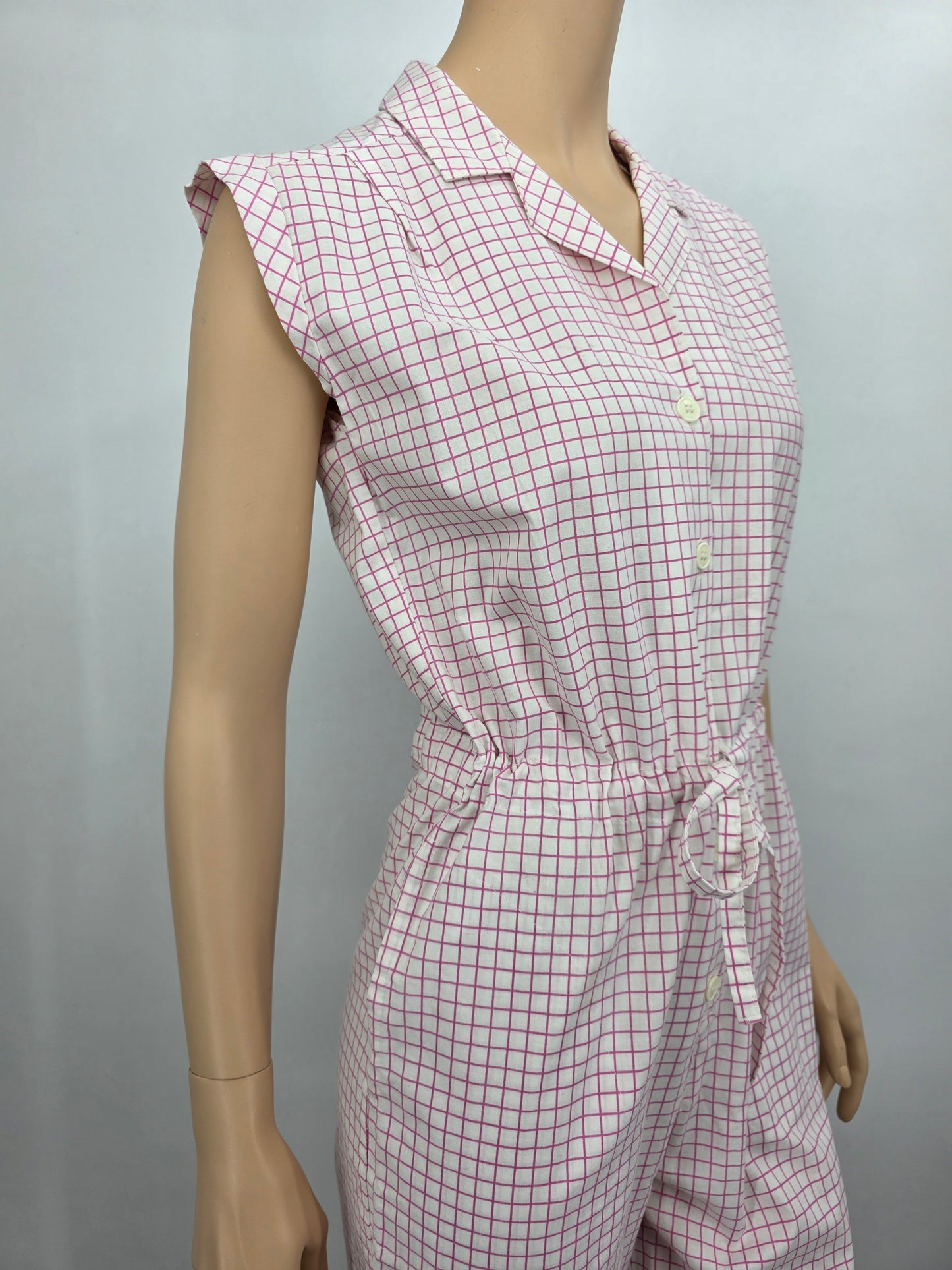 Finn-Flare, ruutukuvioinen jumpsuit/haalari 80-luvulta, koko 34-36