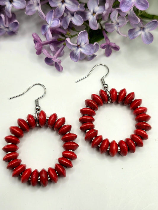 UpCycled by Pivis, Ring recycled earrings, red