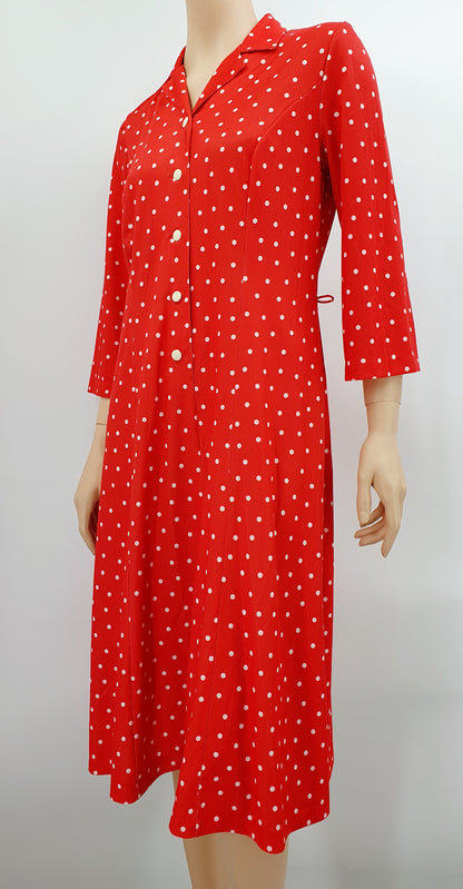 FinnKarelia, red polka dot dress from the 80s, size 36-38