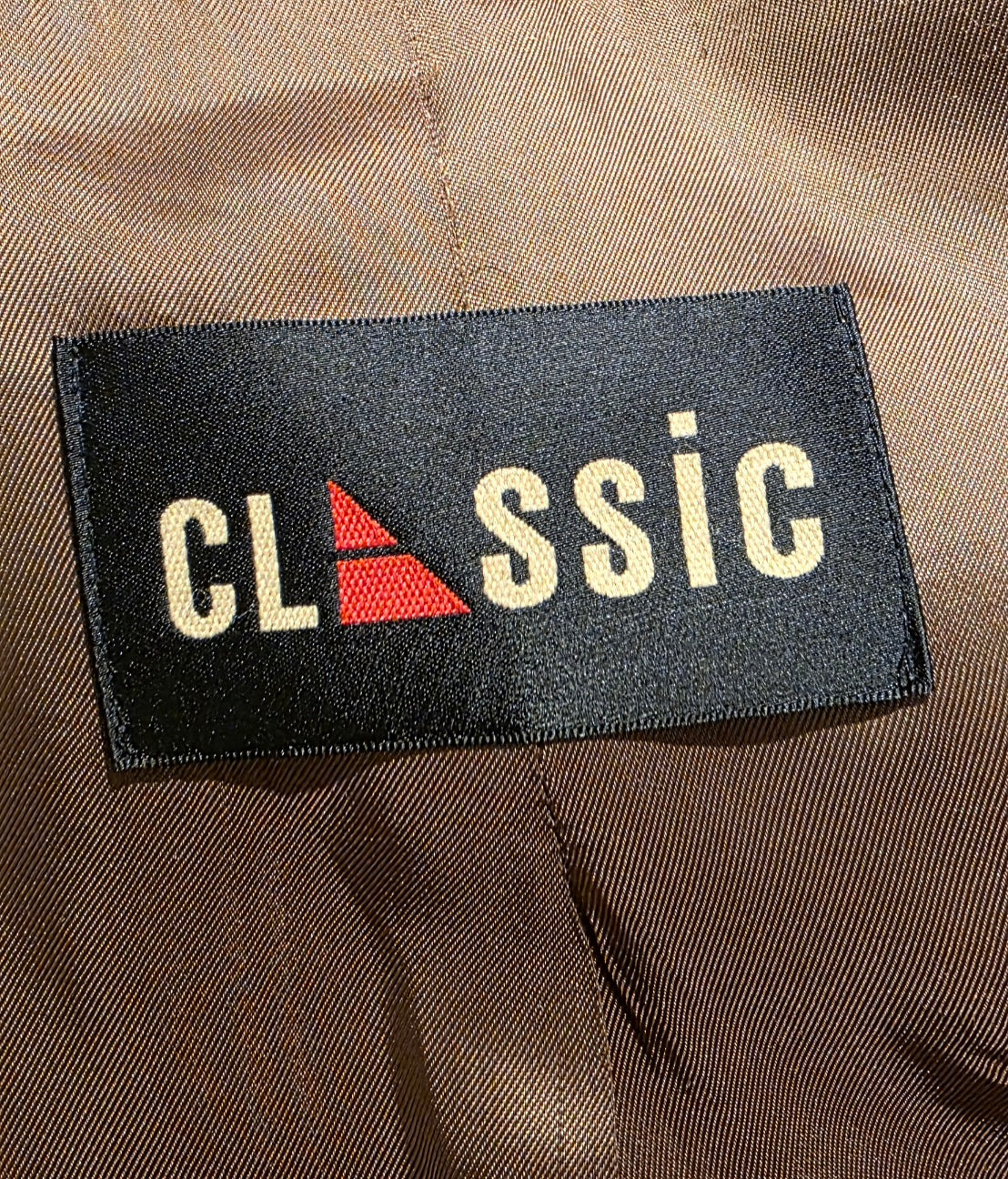 Classic, pitkä villakangastakki 90-2000-luvulta, väri ruskea, koko 46