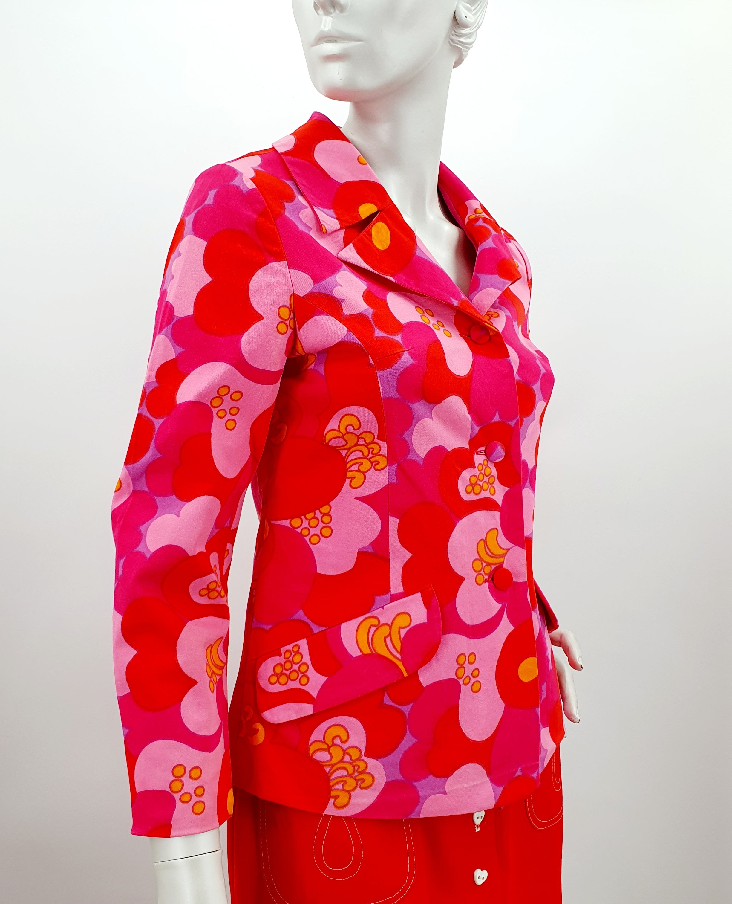 Finnish vintage floral cotton jacket, 60s-70s, size 34-36