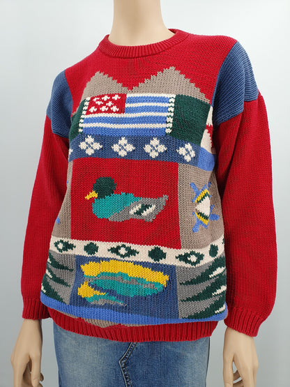 Duck-themed sweater from the 80s-90s, size 36-38