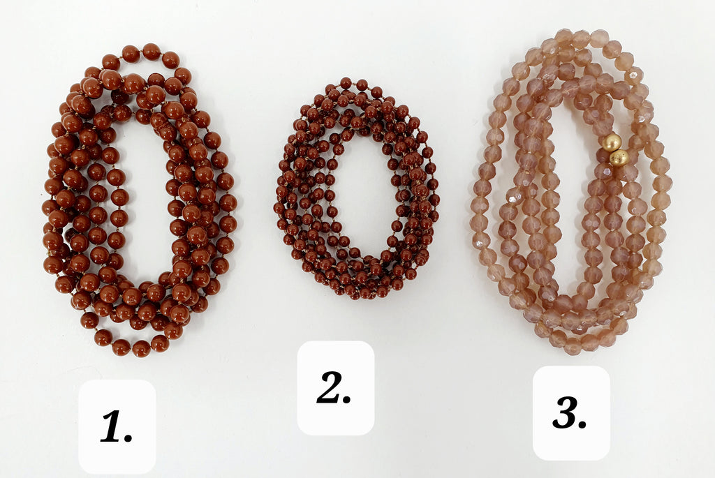 Pepper beads, brown, three different types