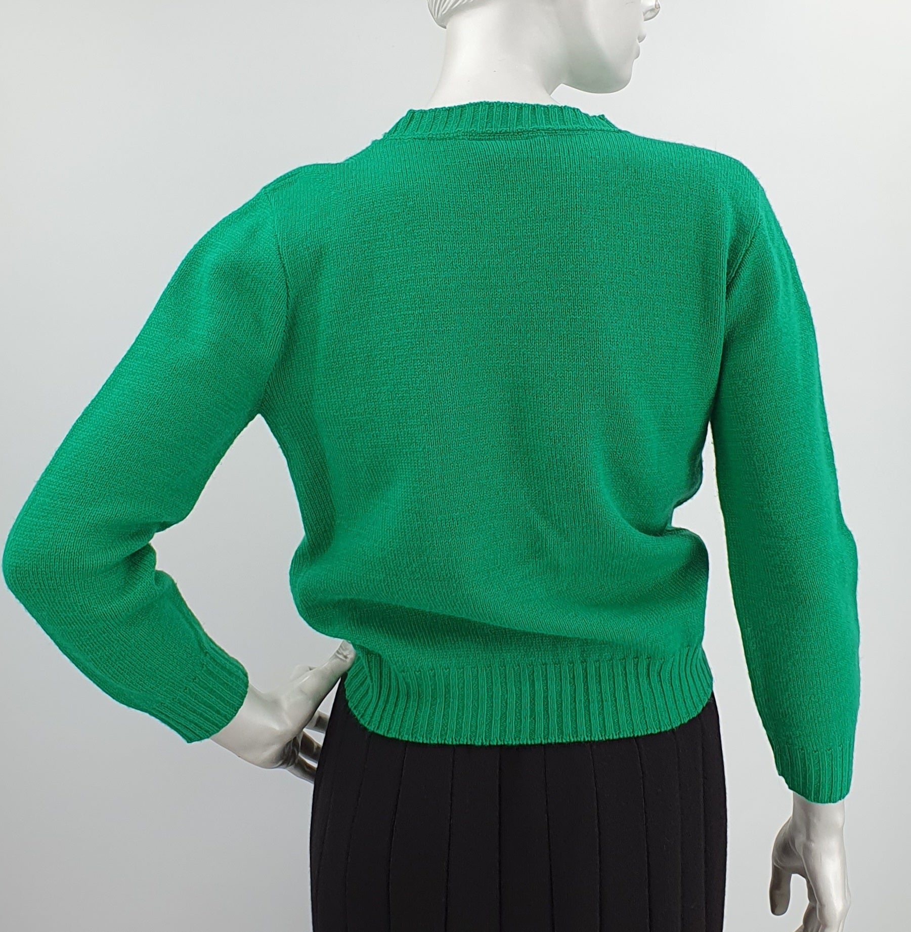 Curry Knits, green sweater from the 70s, size 34-36