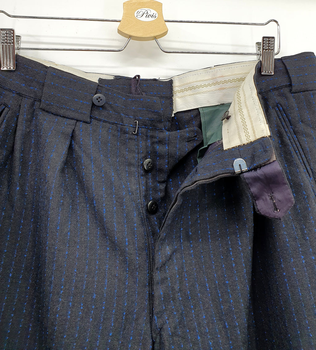 Men's black wool trousers with striped pattern, 1950s, size XL