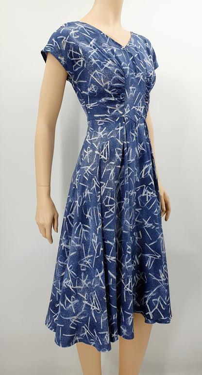 Gray-blue dress from the 50s-60s, size 34-36