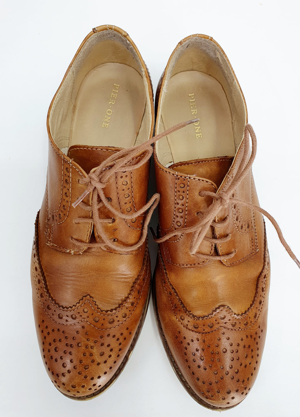 Pier One, ruskeat oxford-tyyliset nauhakengät, koko 39, kuva ylhäältä