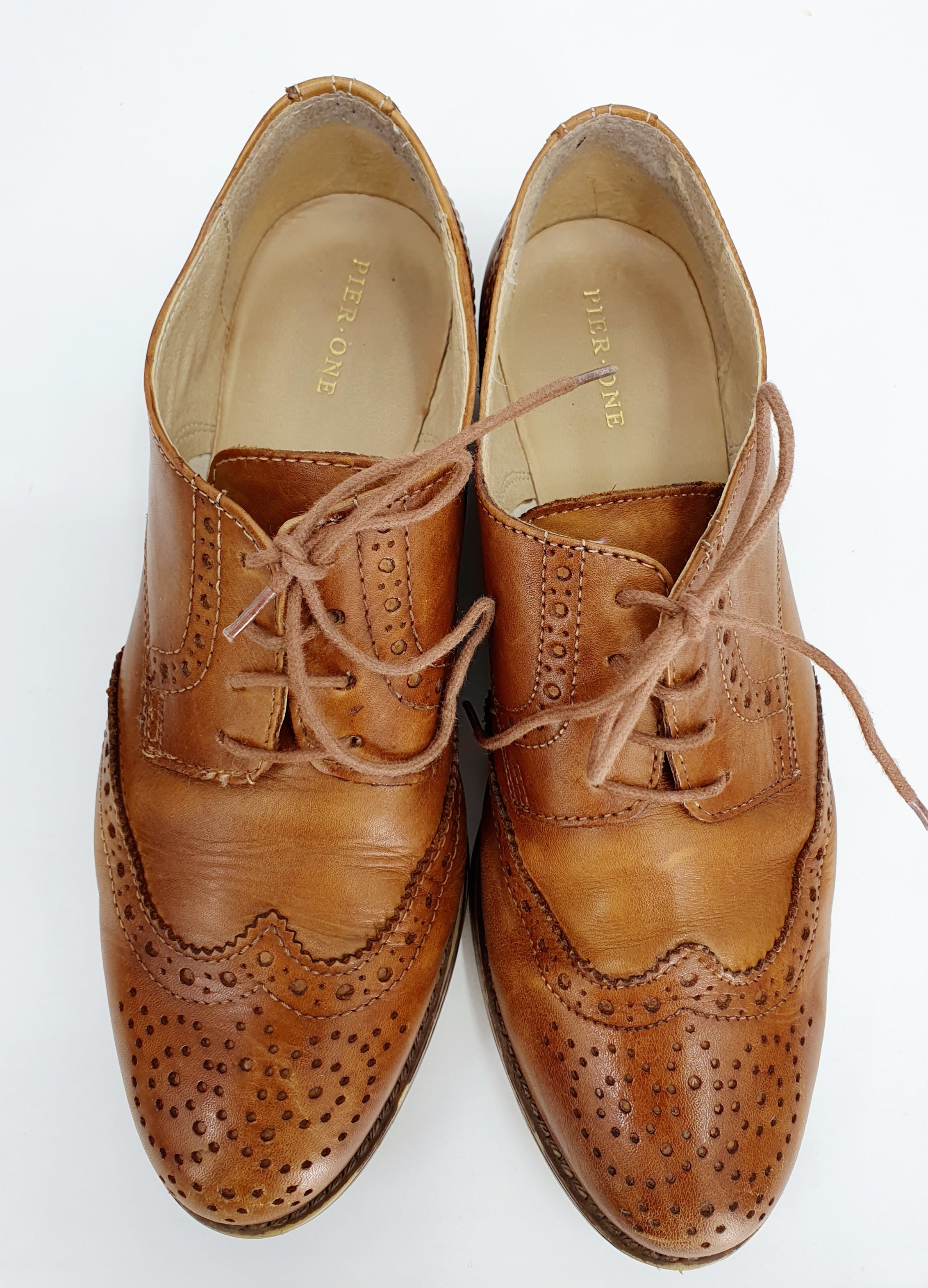 Pier One, ruskeat oxford-tyyliset nauhakengät, koko 39, kuva ylhäältä