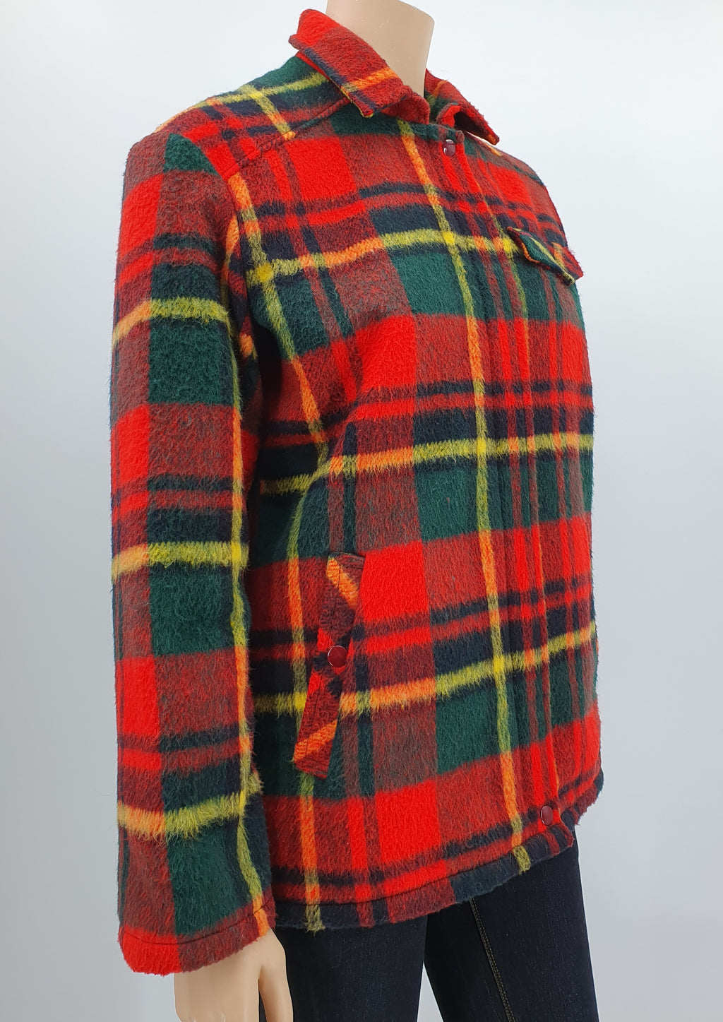 Game, checked winter jacket with teddy lining, 80s, size 38