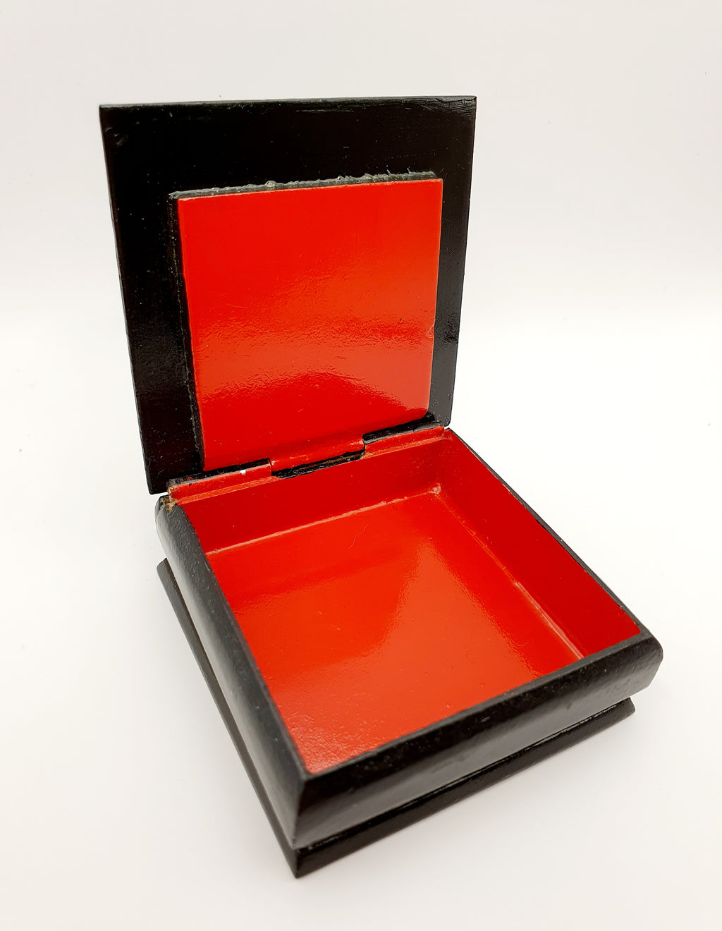 Small wooden jewelry box, Heart/Winter landscape