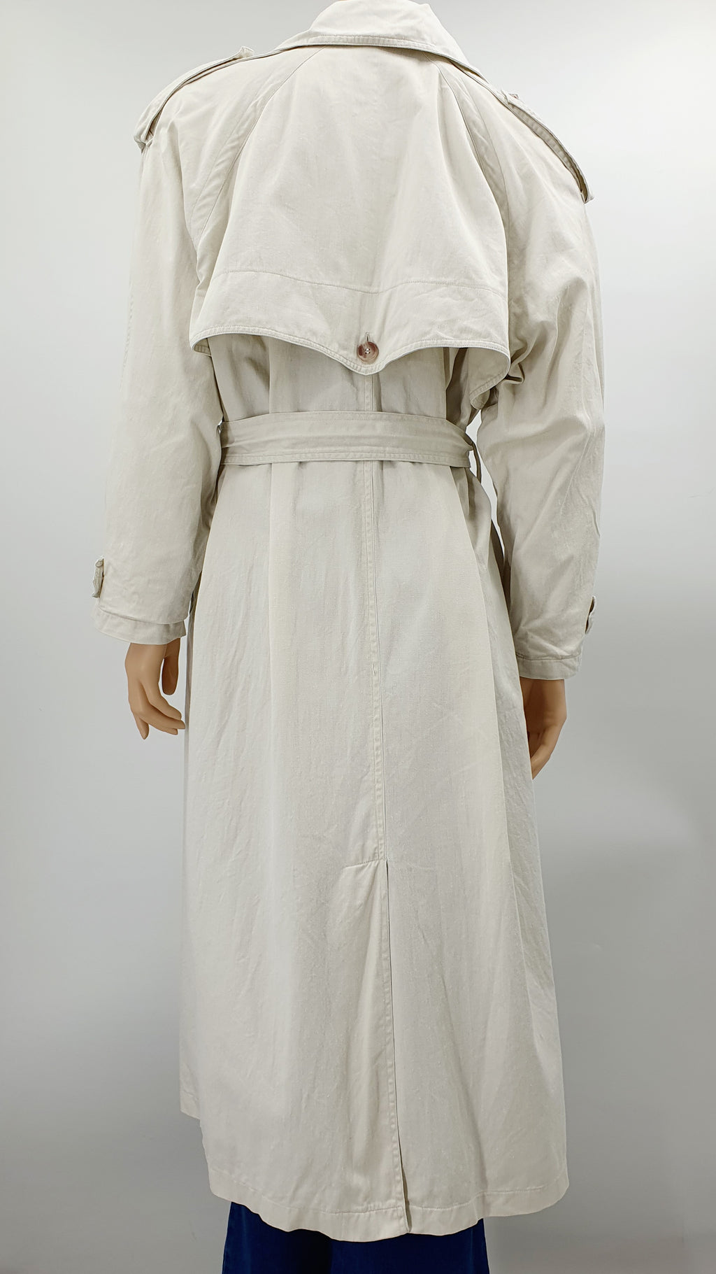 New Basics, long light-colored trench coat from the 90s, size 42-44