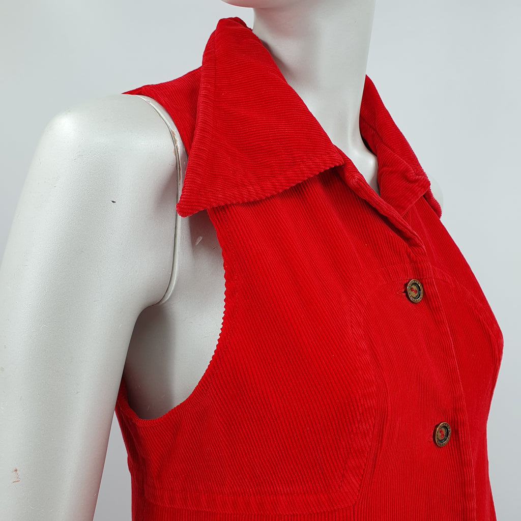 Er-Ma, red corduroy vest dress from the 70s, size 36