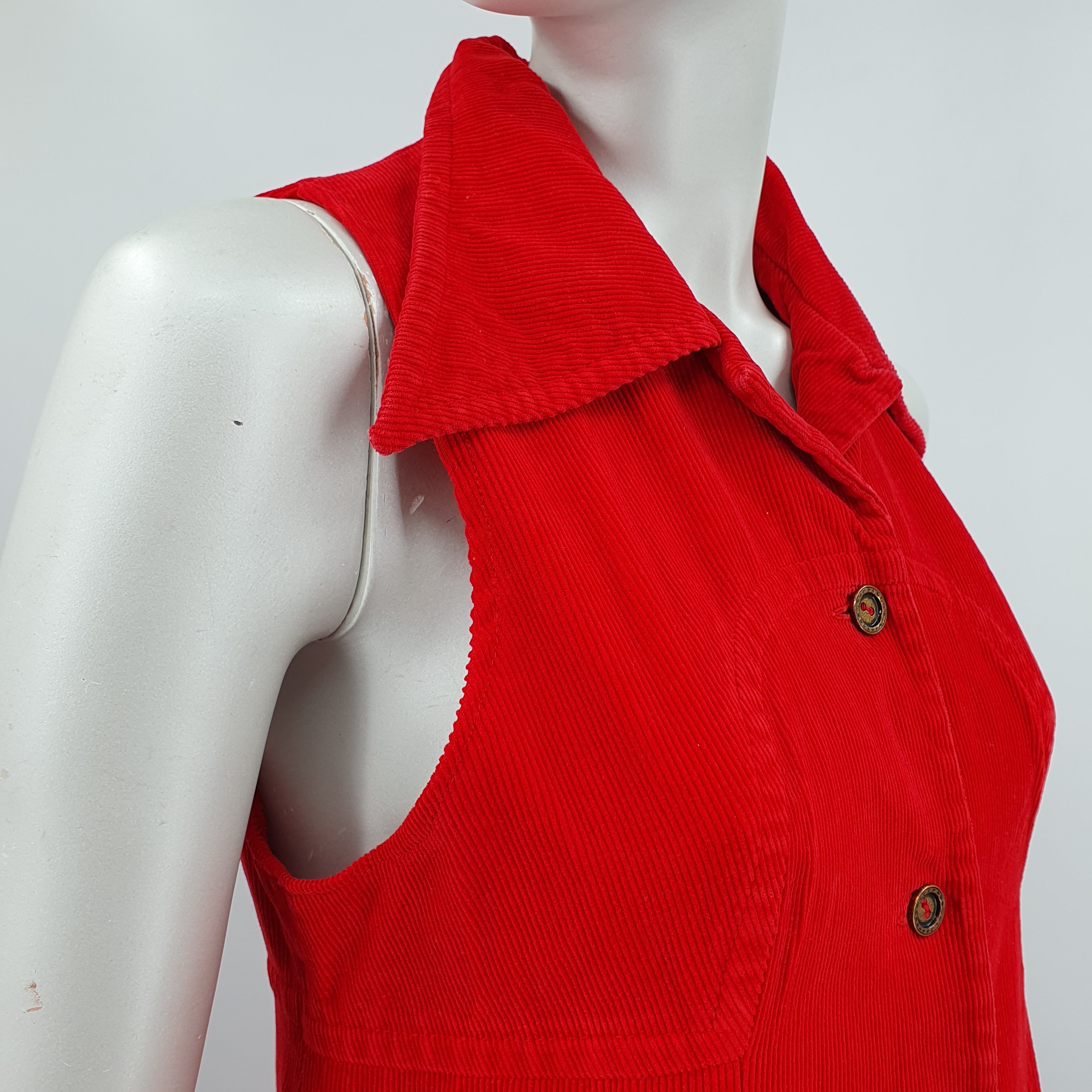 Er-Ma, red corduroy vest dress from the 70s, size 36
