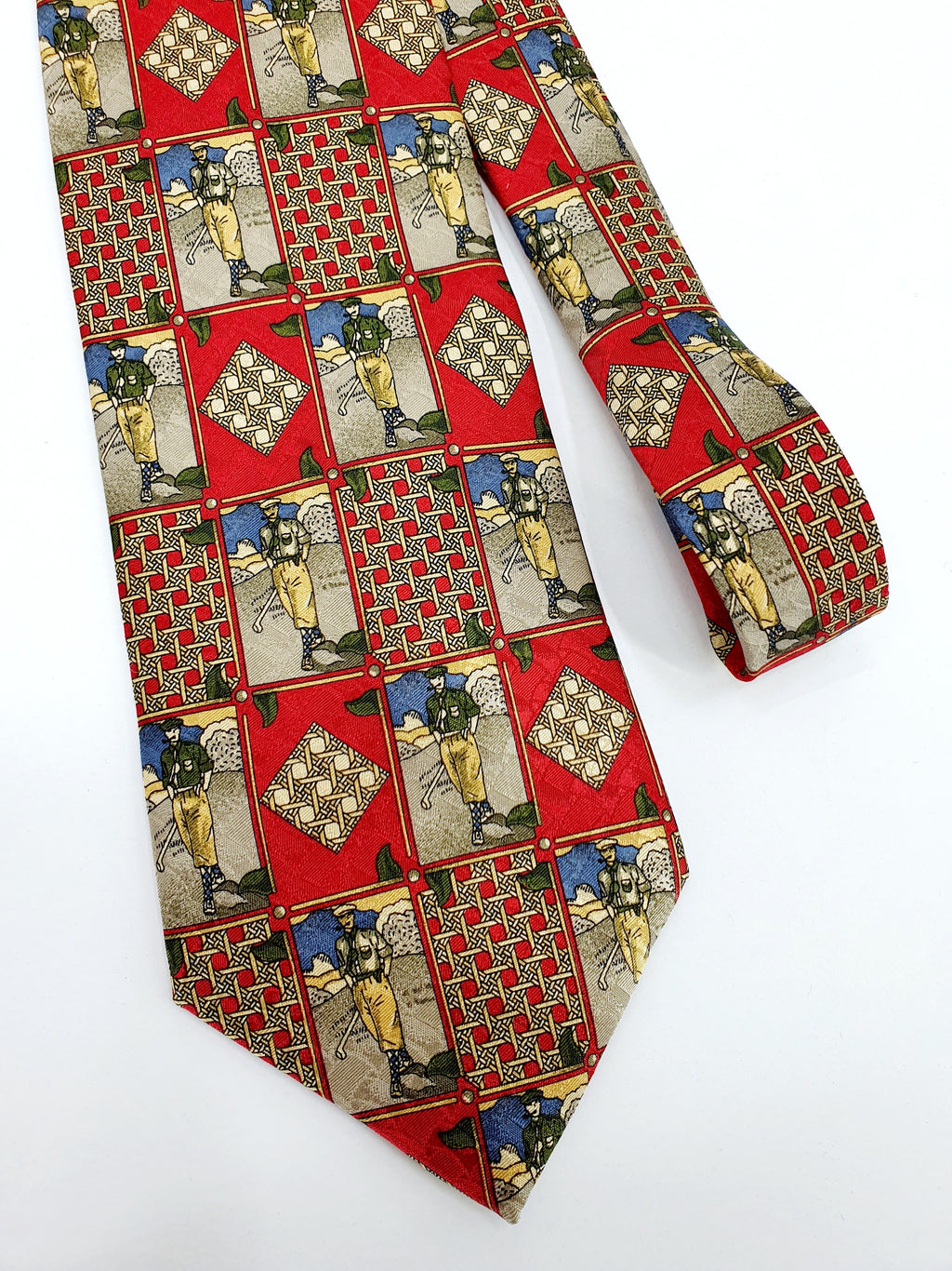 Galimberti, silkkikravatti 90-luvulta, vintage golfaiheinen kuvio