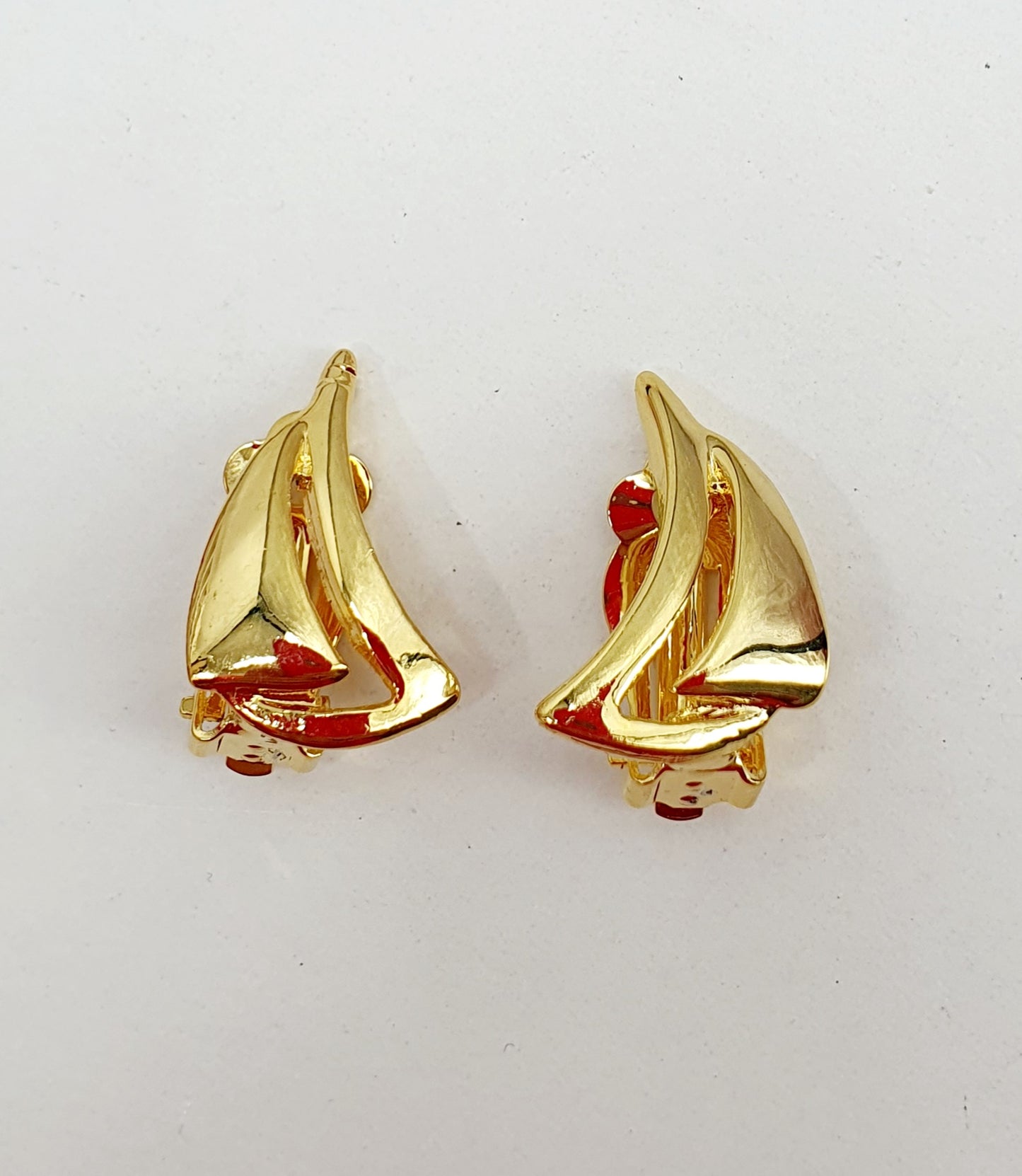 Clip earrings, gold-colored sailing ships