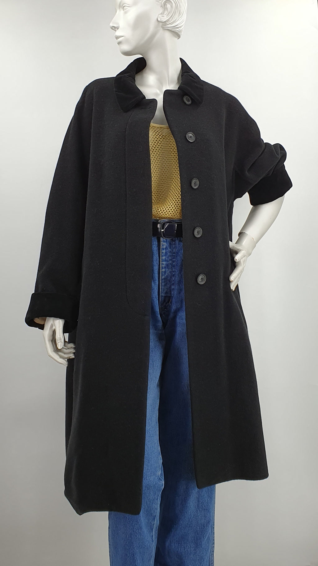 YELL, black cashmere wool jacket from the 90s, size 40-42