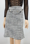 Black and white Y2K skirt with decorative chain, waist 80cm, size 40