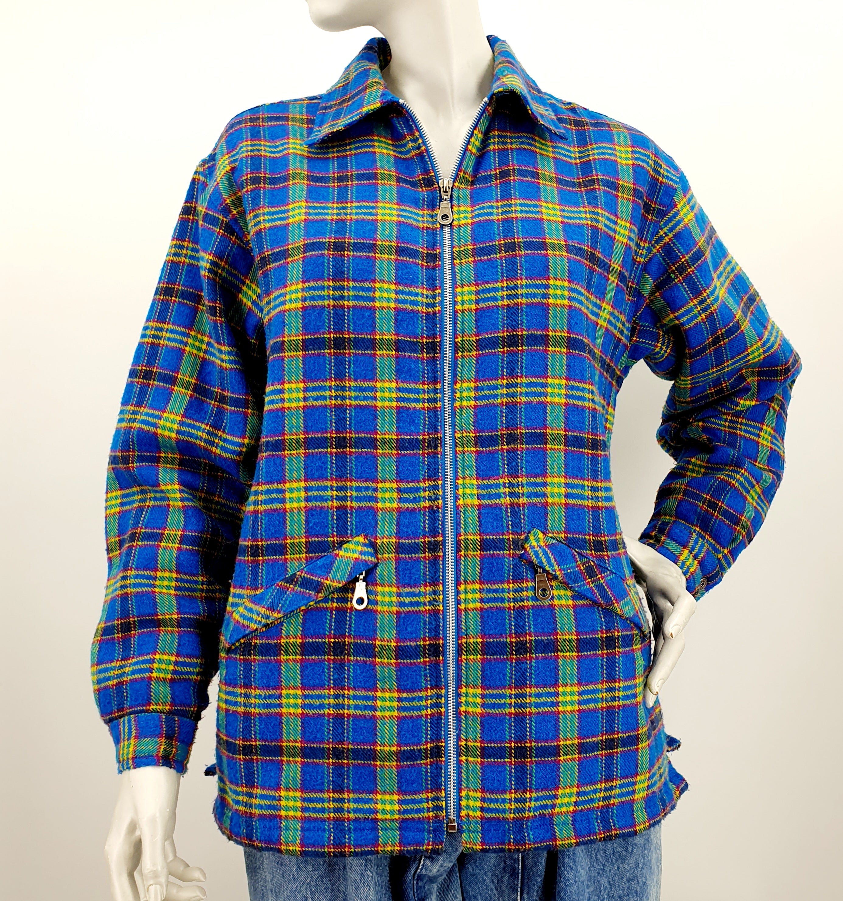 Active wear, checked autumn jacket from the 80s-90s, size 38, men's S