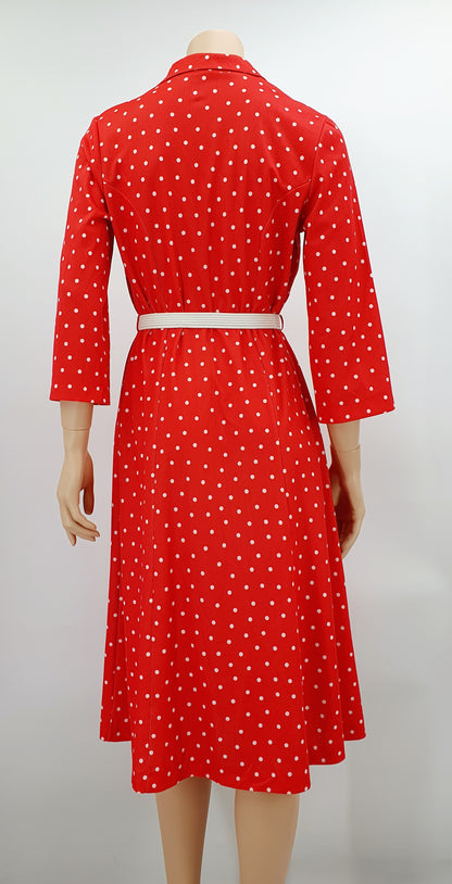 FinnKarelia, red polka dot dress from the 80s, size 36-38