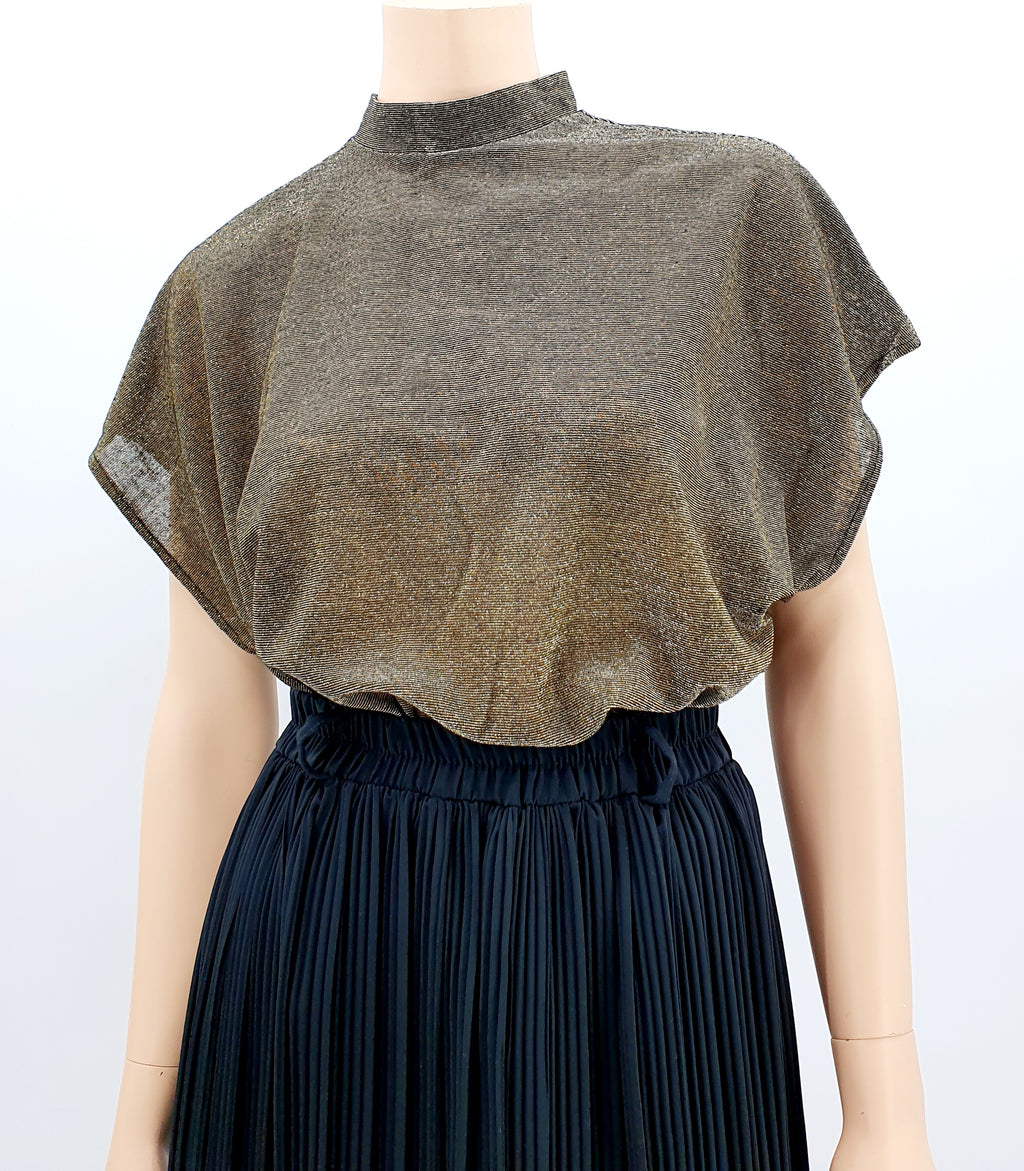 GG, gold-colored party blouse from the 90s, size 42-44