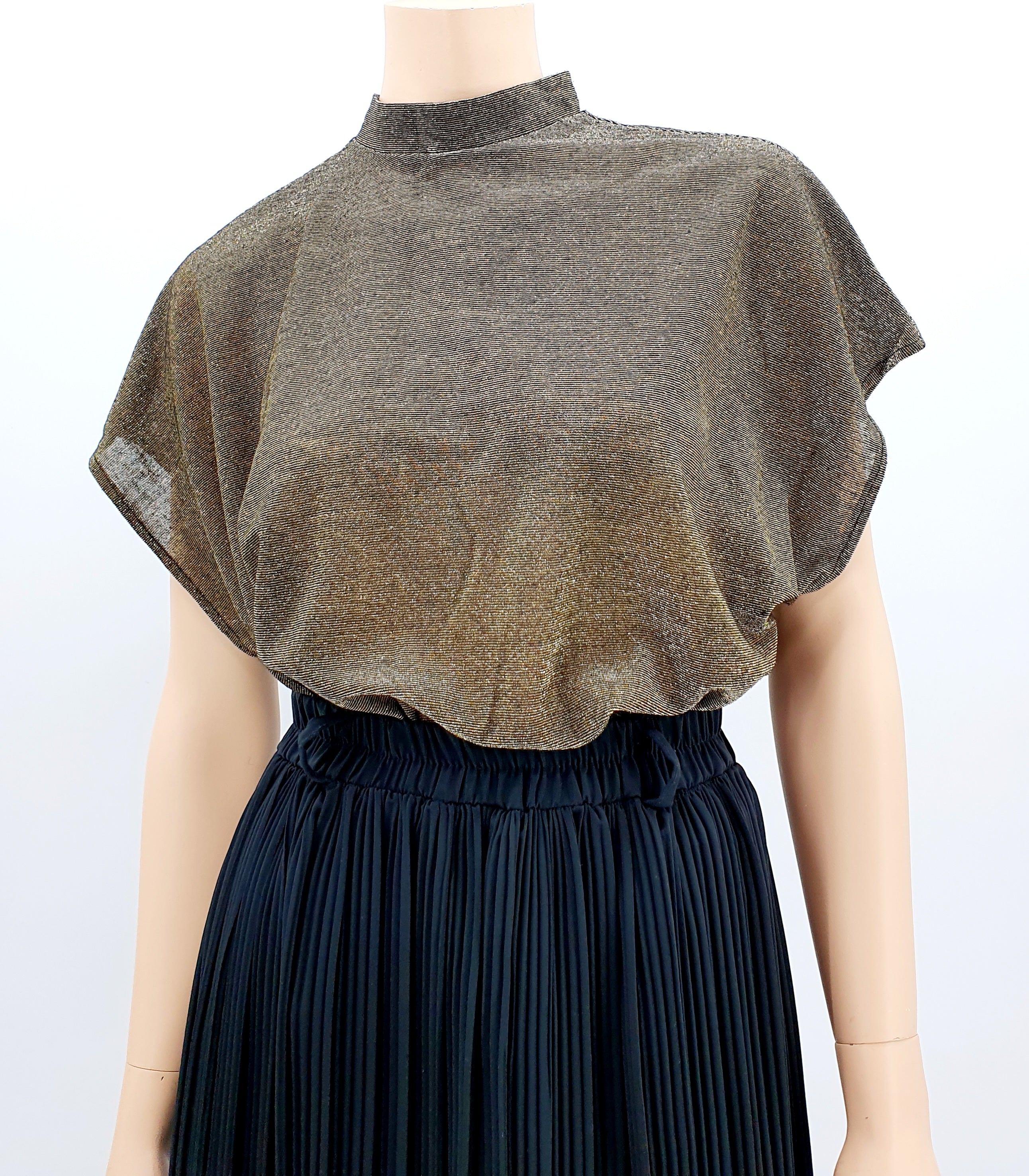 GG, gold-colored party blouse from the 90s, size 42-44