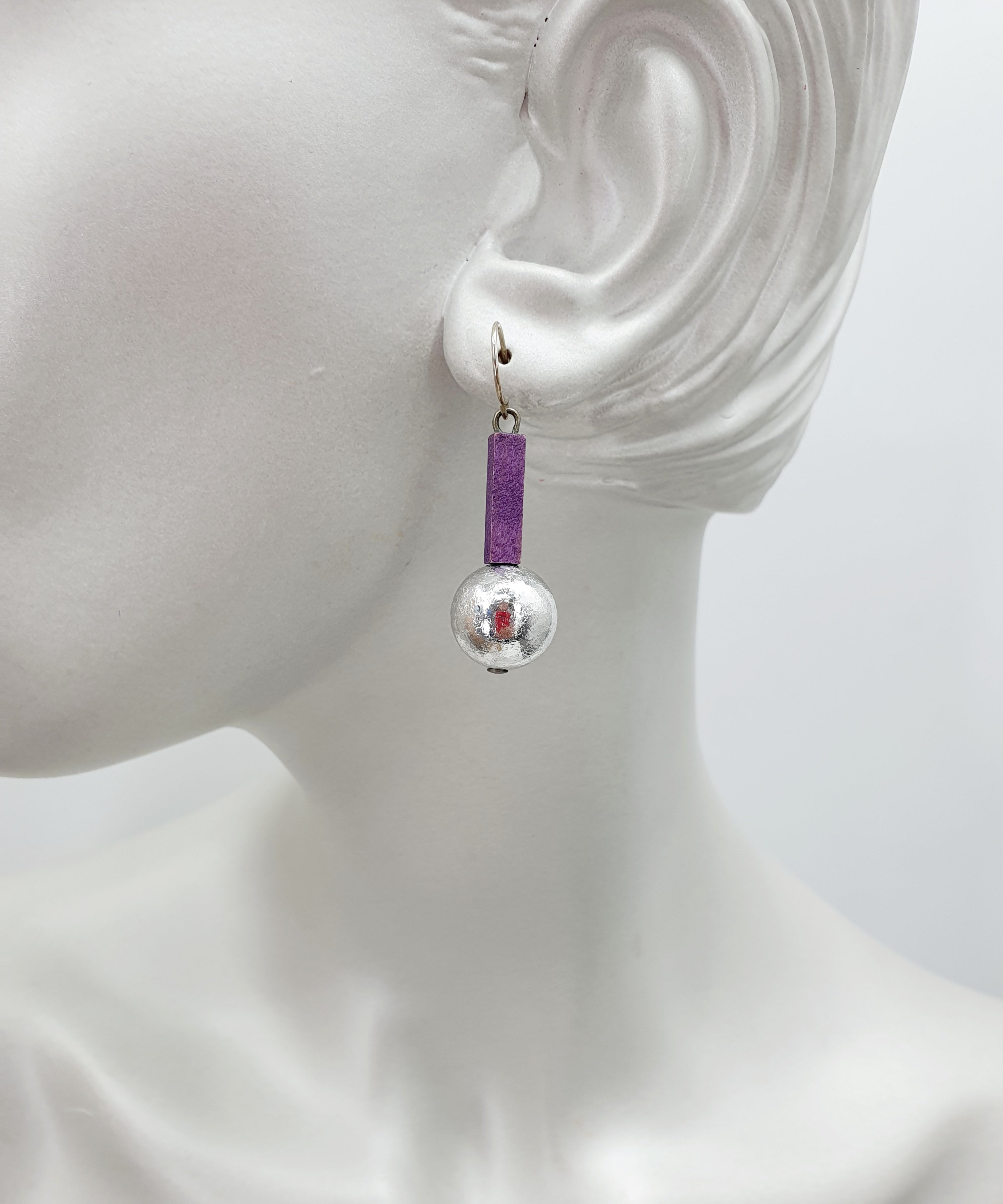 Aarikka, vintage earrings from the 90s, purple