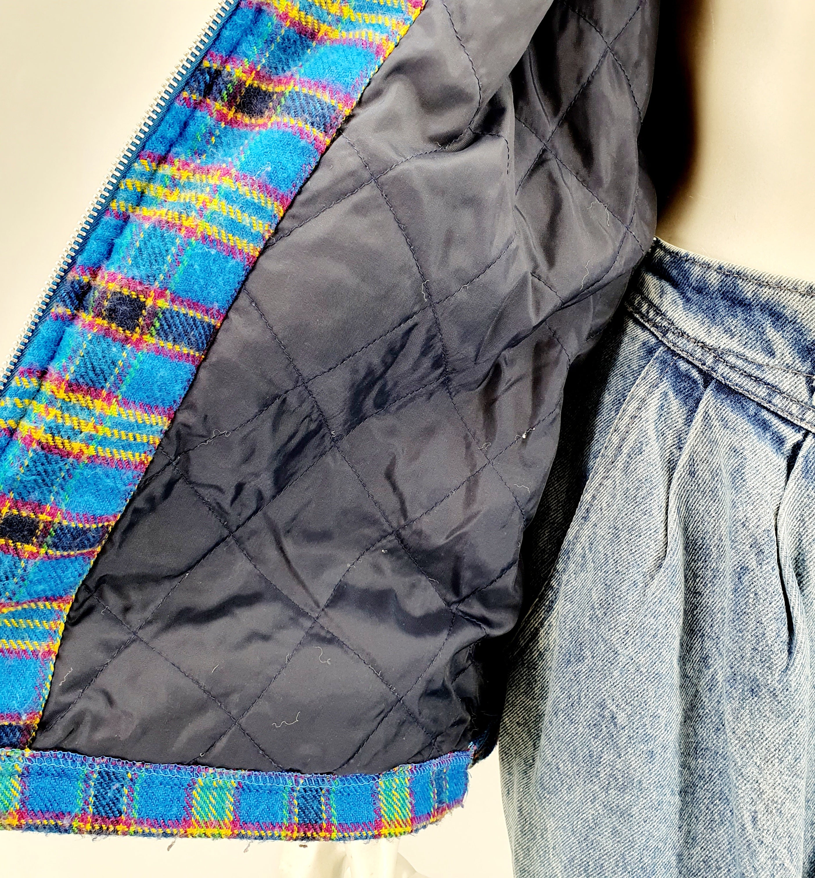 Active wear, checked autumn jacket from the 80s-90s, size 38, men's S