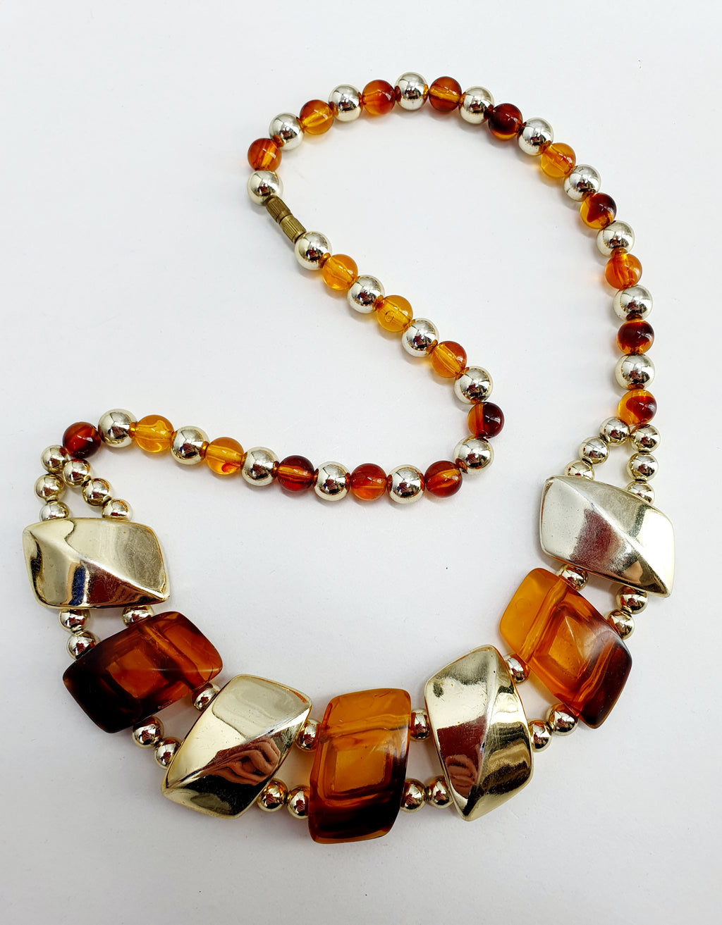 Amber and gold necklace from the 80s, length 55cm