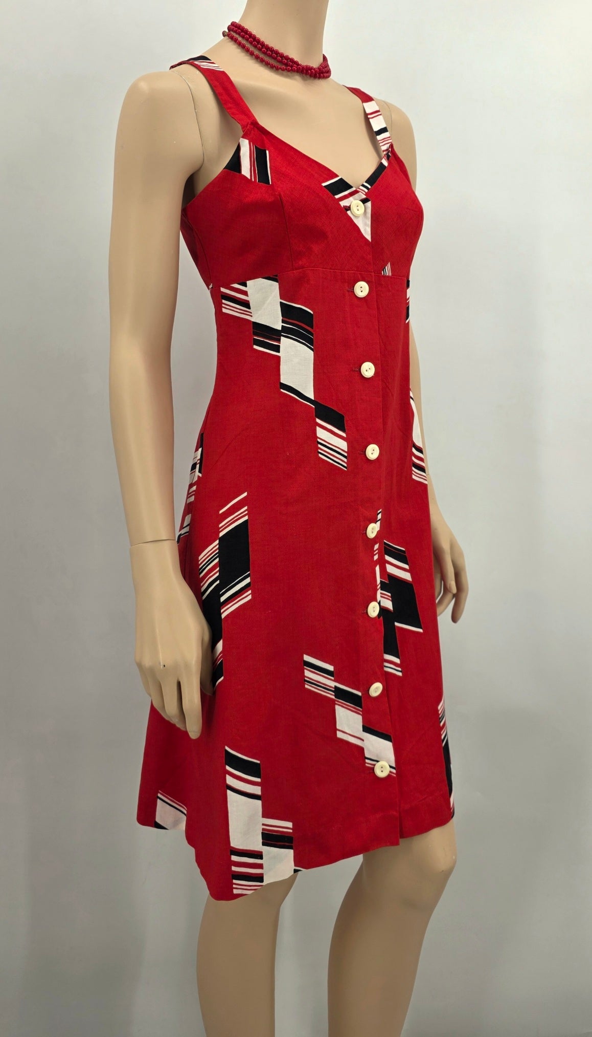 Barbarella, sleeveless summer dress from the 70s, cotton, size 34
