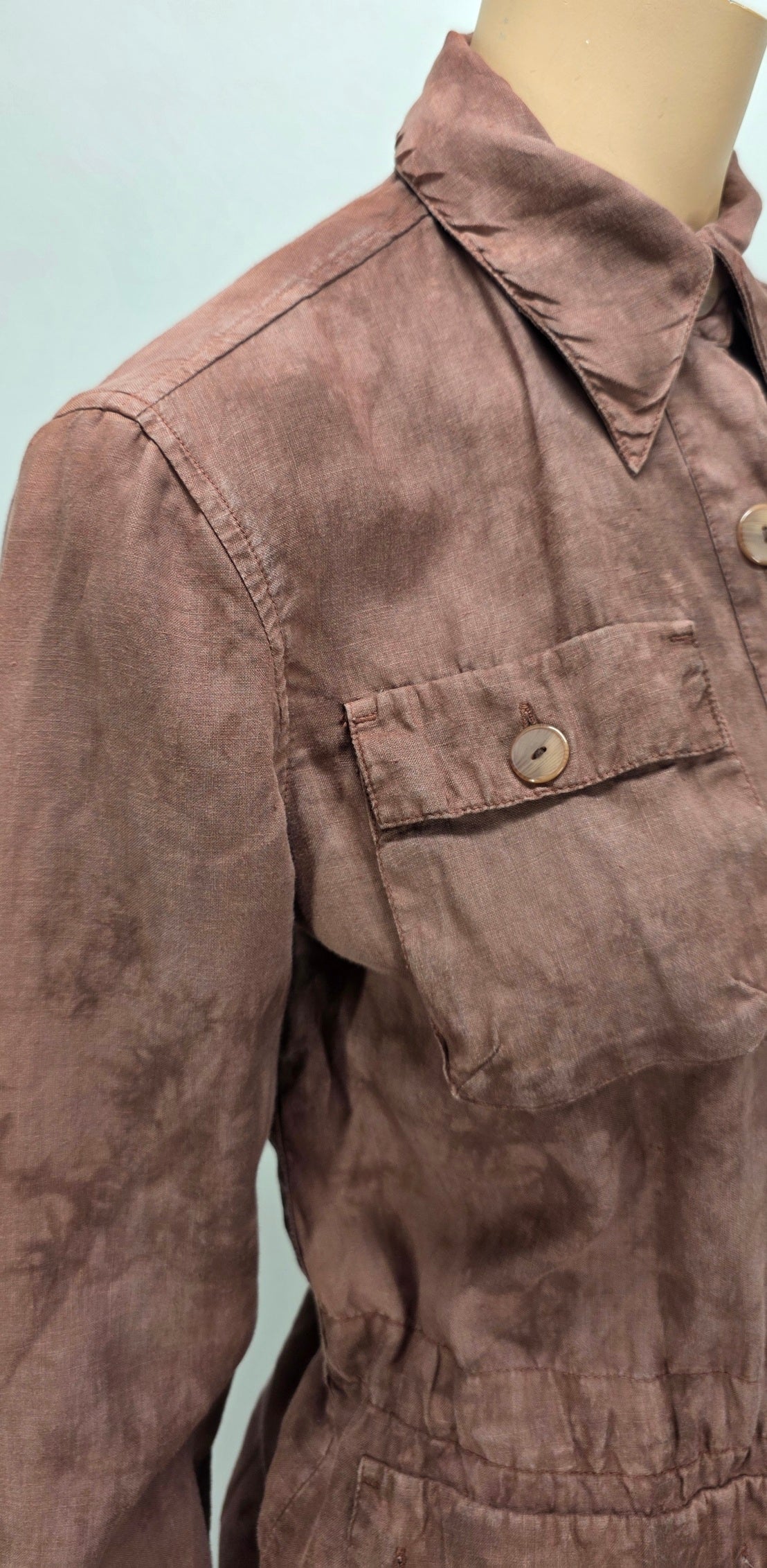MEXX, brown linen jacket, 2000s, size 36-38
