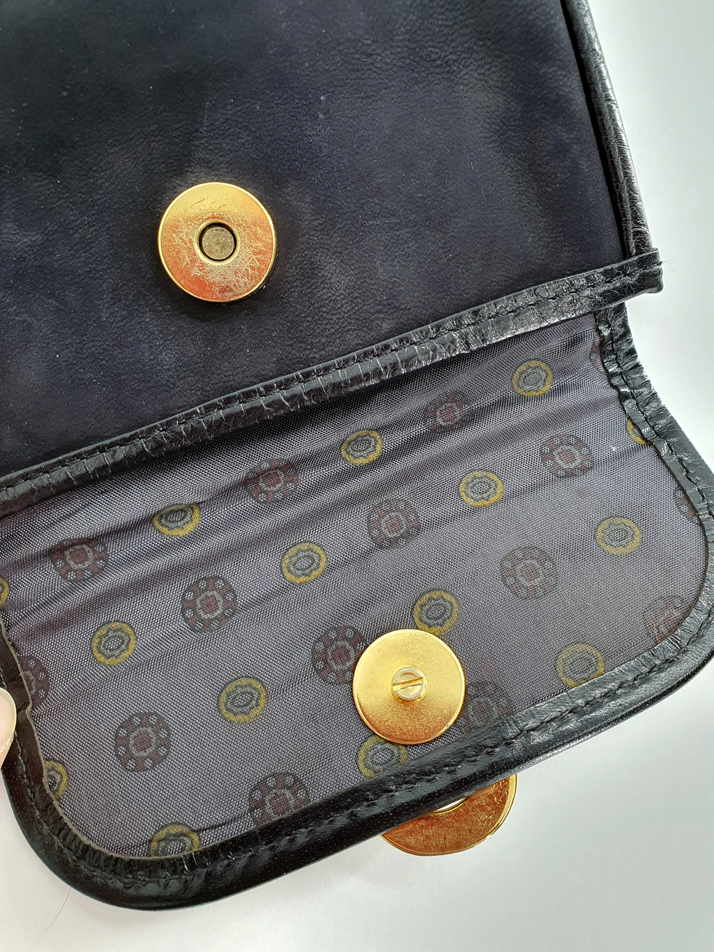 Black small bag from the 80s, genuine leather