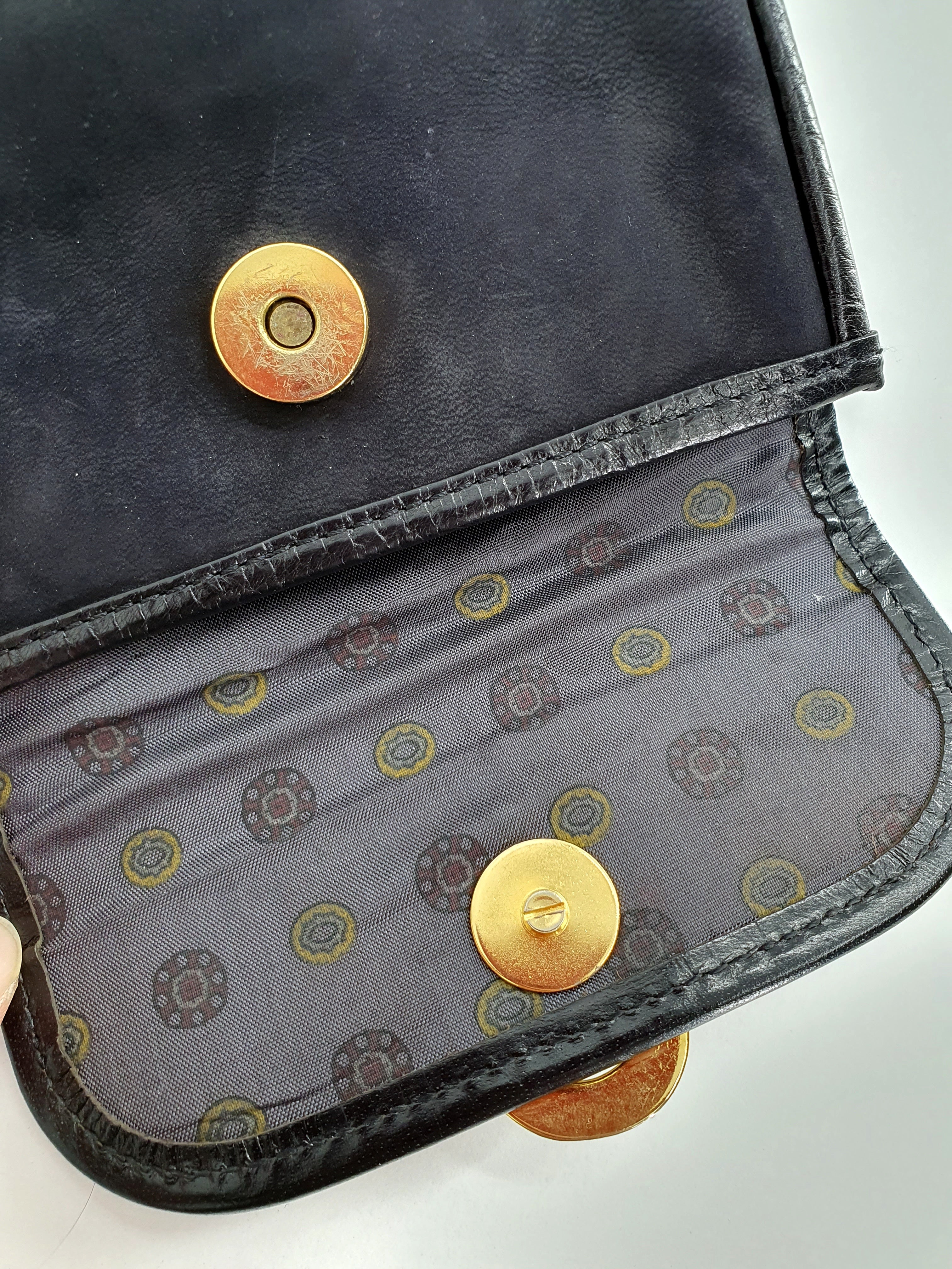 Black small bag from the 80s, genuine leather